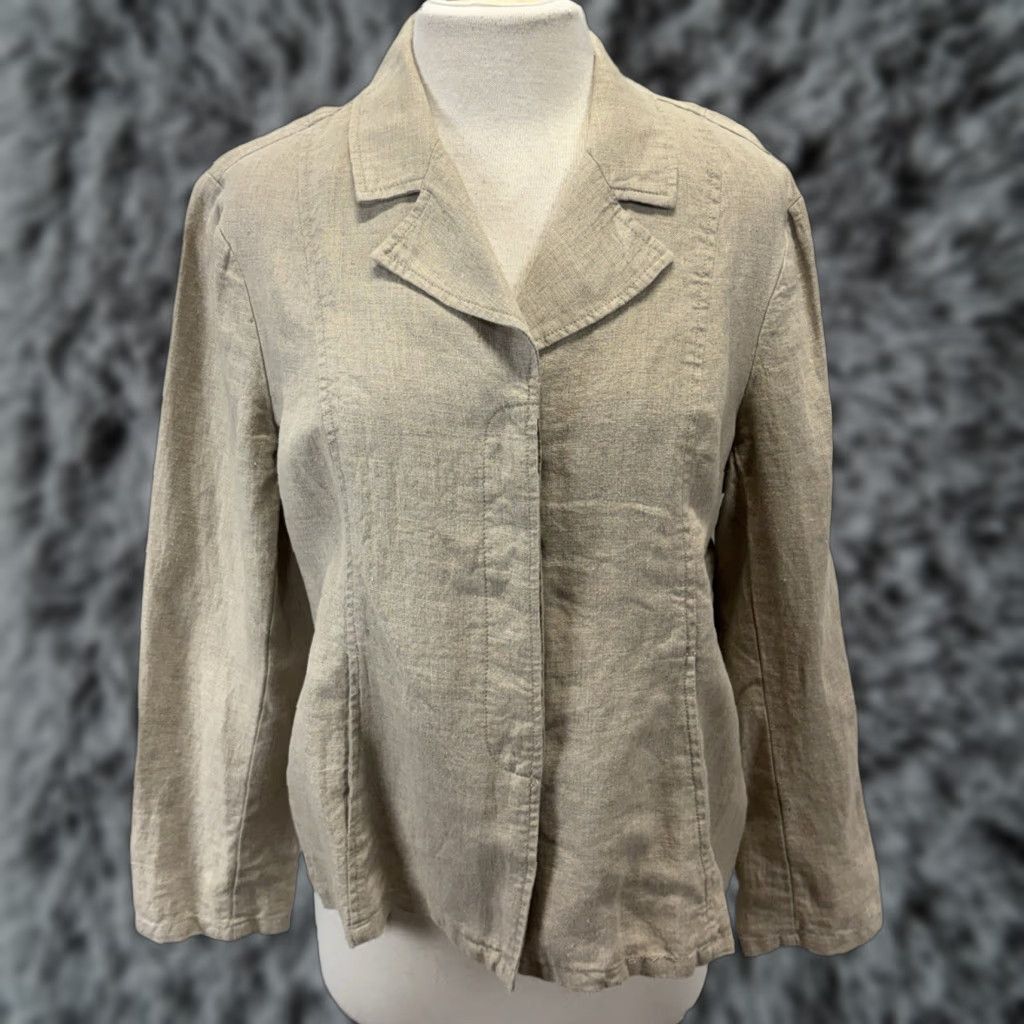 Coldwater Creek Coldwater Creek Linen Swing Blazer 14P Petite Tan Women’s Long Sleeve Button Closure Coastal New With Tags Womens Size XL / US 12-14 / IT 48-50 - 1 Thumbnail