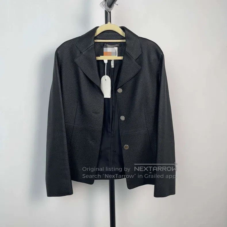 Hermes Black leather suit jacket