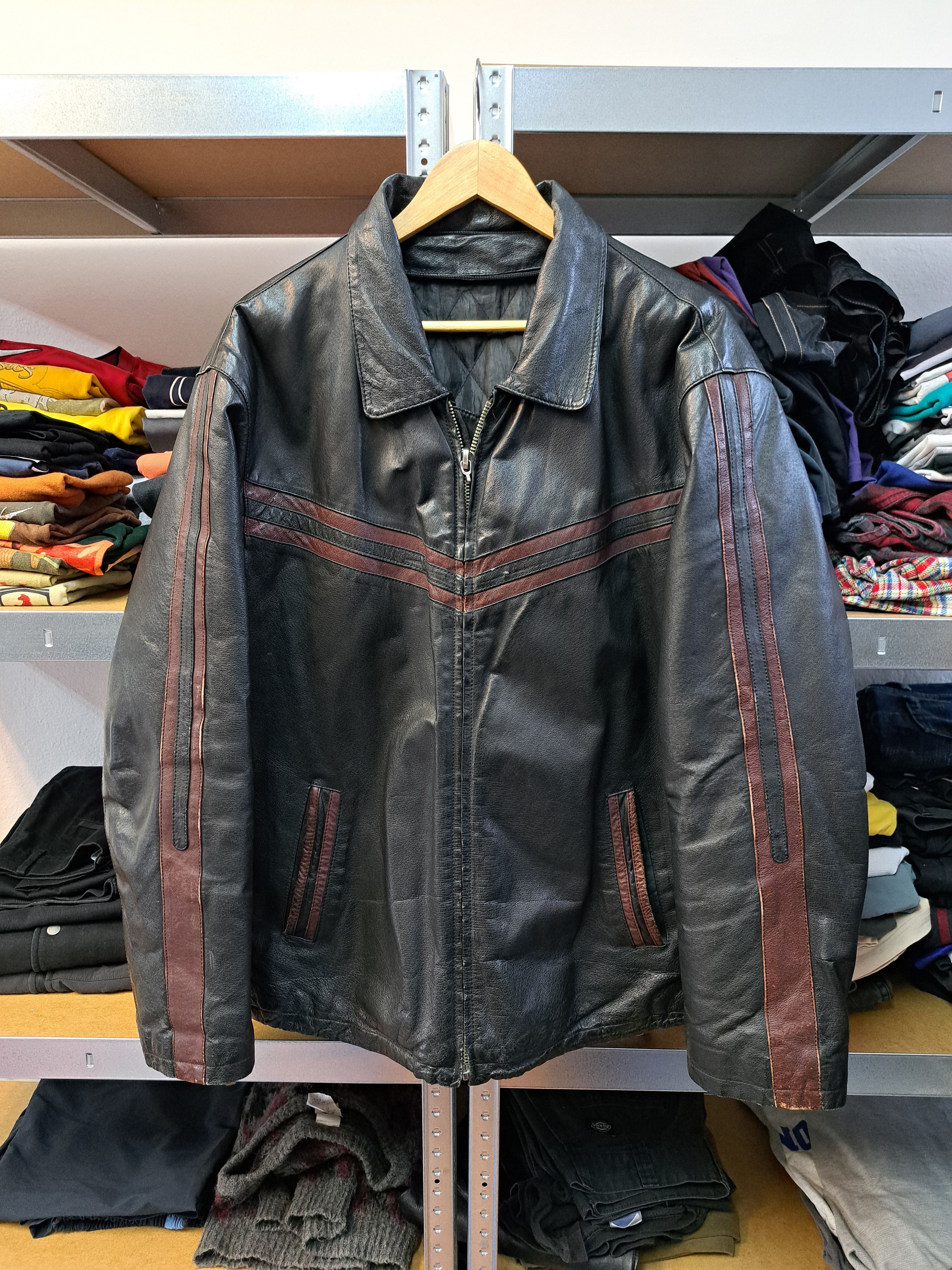 Vintage Genuine Leather Racing Jacket Motorcycle y2k 00s