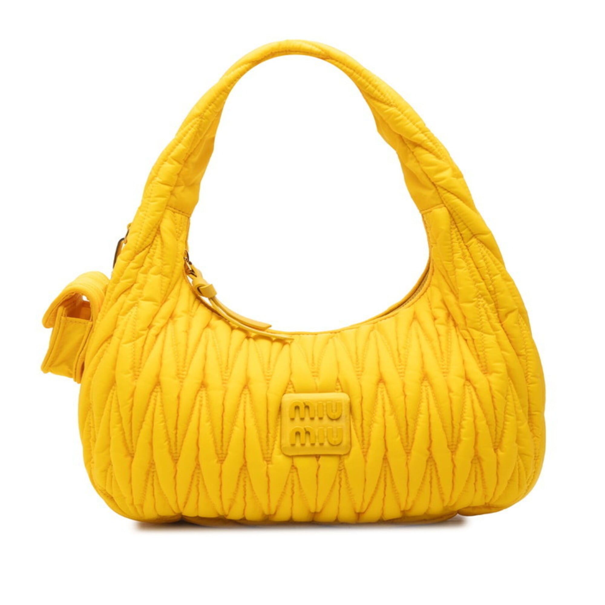 Miu Miu Miu Miu Miu Matelassé Wonder Handbag One-Shoulder Bag Yellow Nylon Leather Women's MIUMIU Size ONE SIZE - 1 Thumbnail
