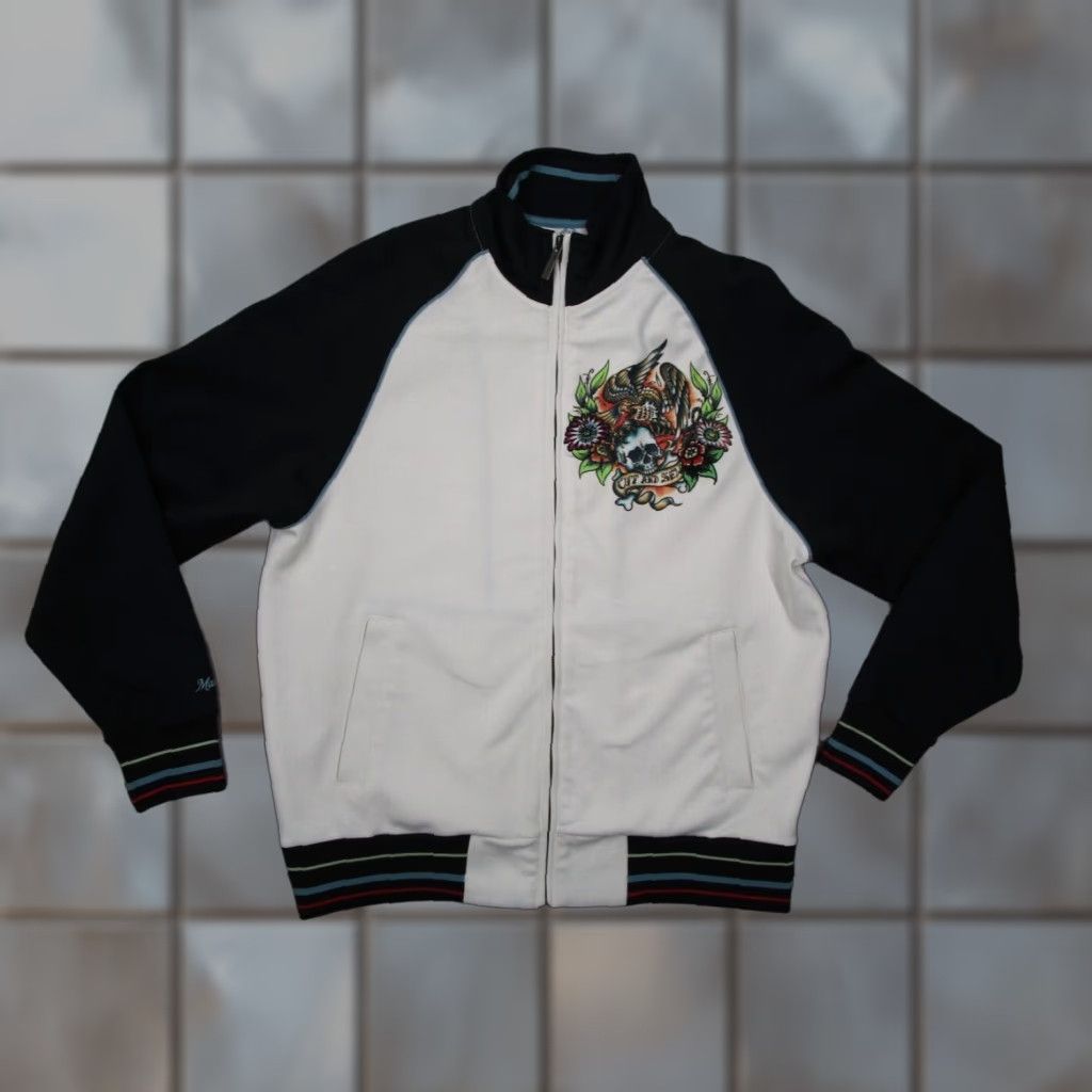 Doublet MARC ECKO Mens White + Blue full zip track jacket w/ double sided CUT SEWN SKULL graphic - Cotton / Polyester blend Shirt Size US M / EU 48-50 / 2 - 1 Thumbnail