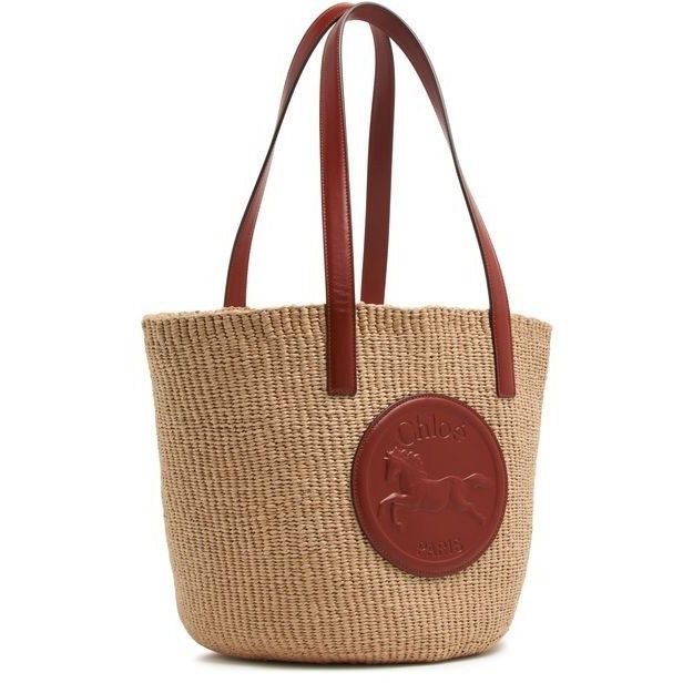 Chloe Chloe Horse Medal Sephia Brown Raffia-Effect Basket Shoulder Size ONE SIZE - 2 Thumbnail