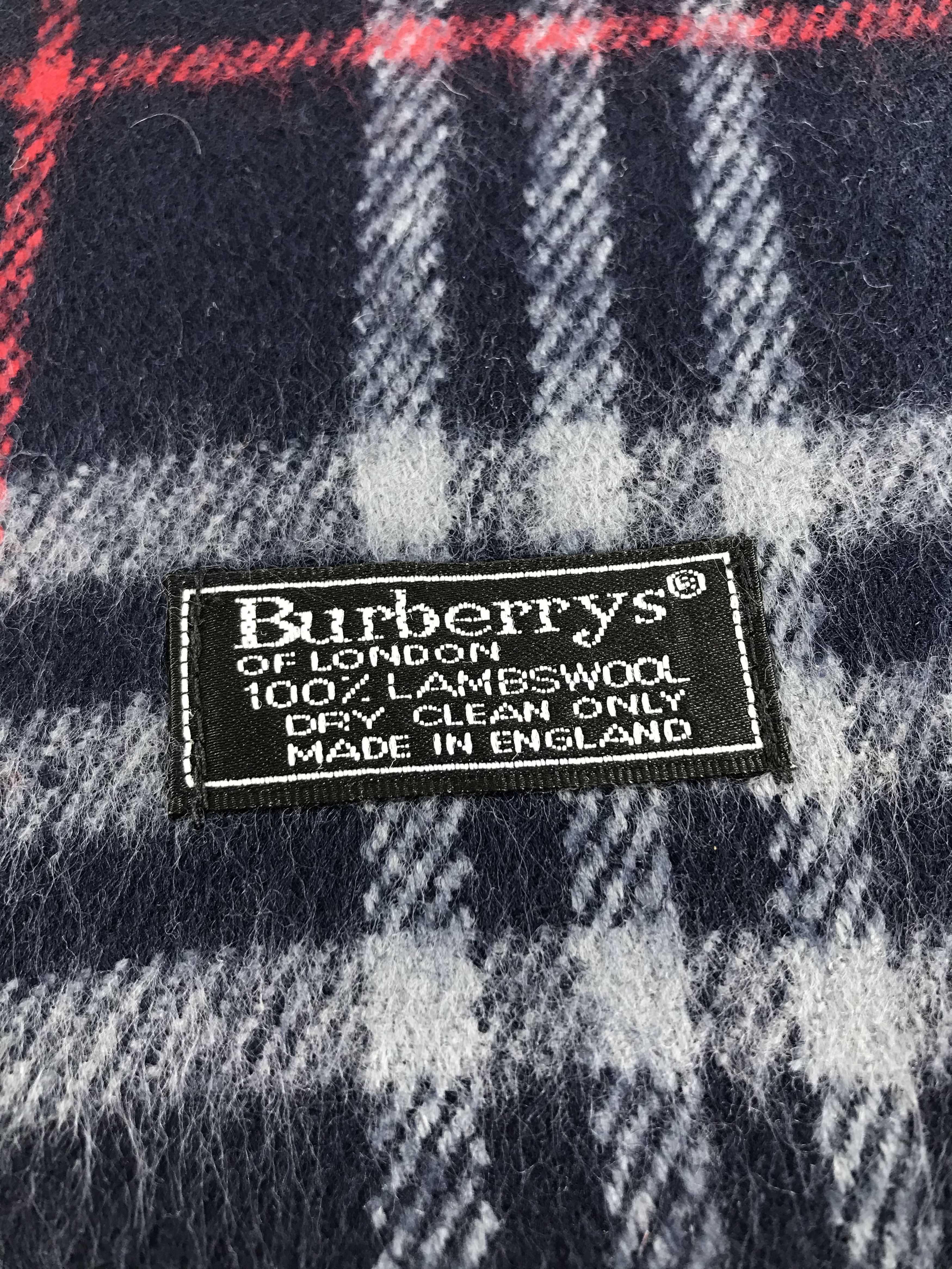 Burberry Burberrys Nova Check Blue Wool Scarf Muffler V517 Size ONE SIZE - 4 Thumbnail
