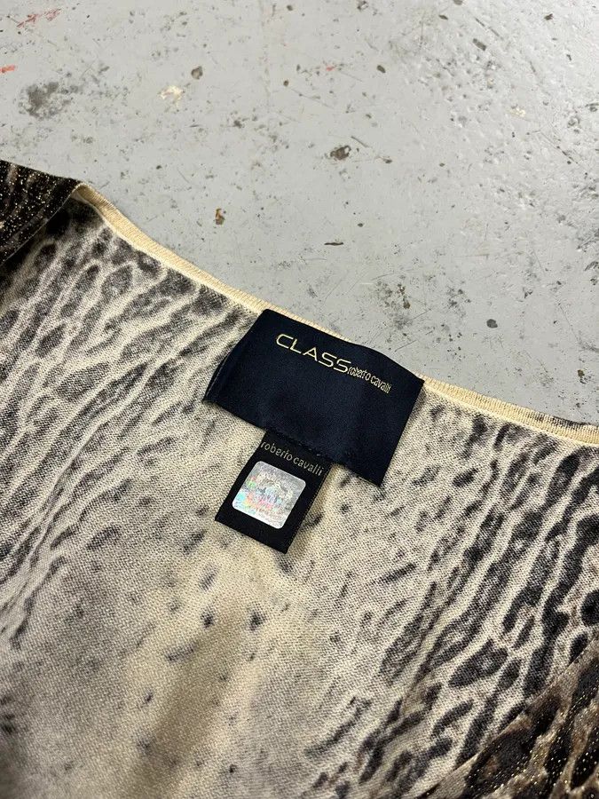 Roberto Cavalli 2000s Roberto Cavalli Leopard Beige Knit V Neck Sweater Size S / US 4 / IT 40 - 7 Thumbnail