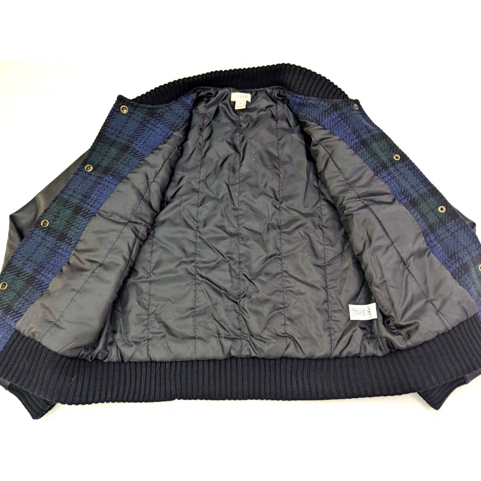 J.Crew J.CREW Bomber Jacket Blue Wool Blend Plaid S Women Size S / US 4 / IT 40 - 4 Thumbnail