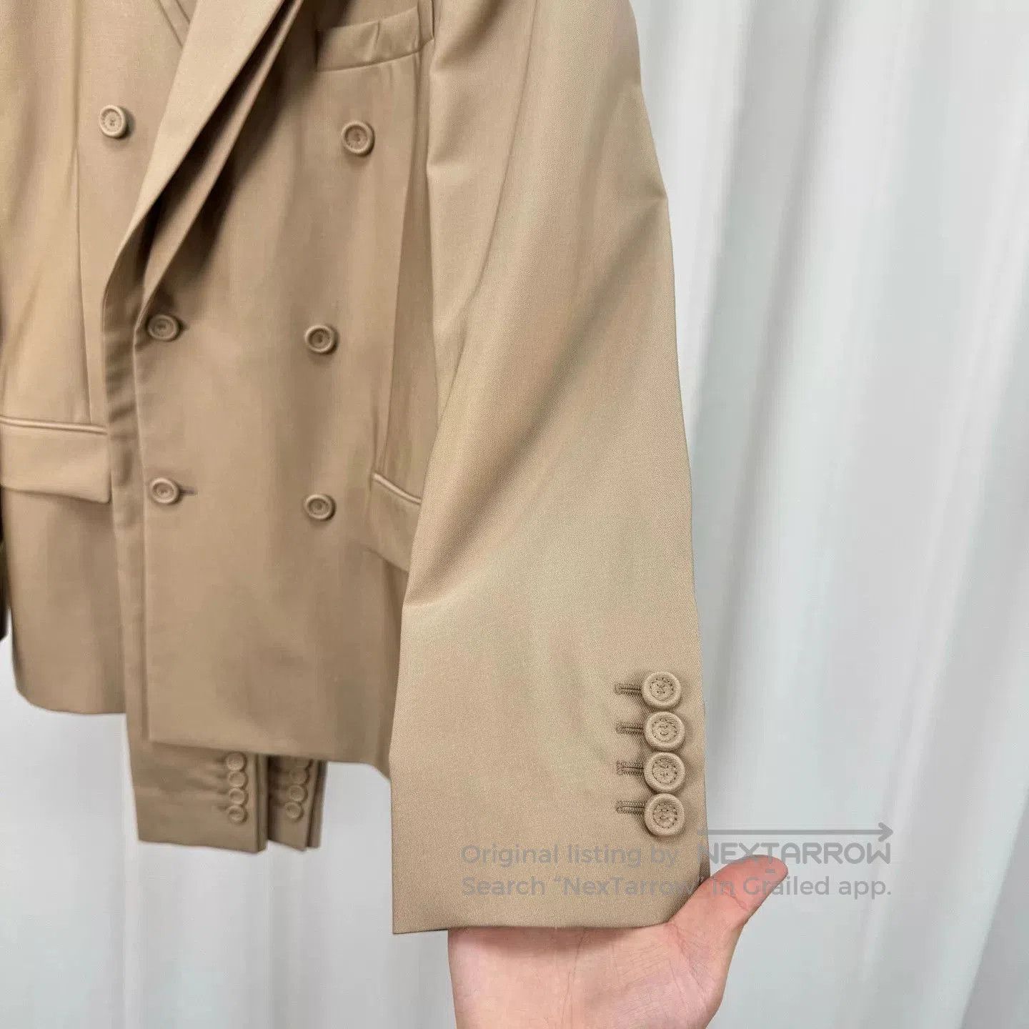 Dior Dior Beige Wool Suit Jacket with Notch Lapels. Size US XL / EU 56 / 4 - 4 Thumbnail