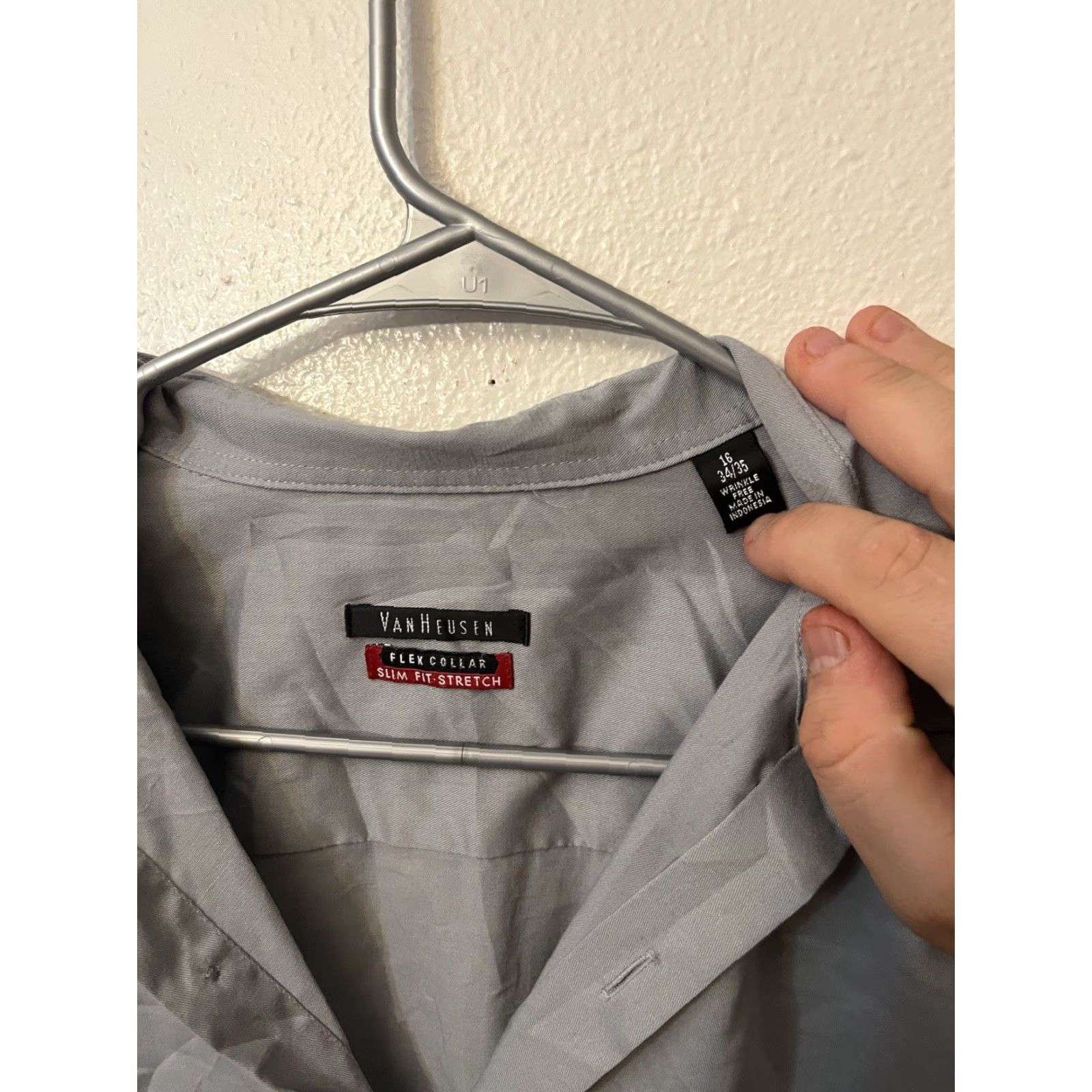 Van Heusen Van Heusen Shirt Men Slim Gray Size 16 34/35 Stretch Dress Shirts Long Sleeve Flex Collar 16 Mens Size US L / EU 52-54 / 3 - 3 Thumbnail