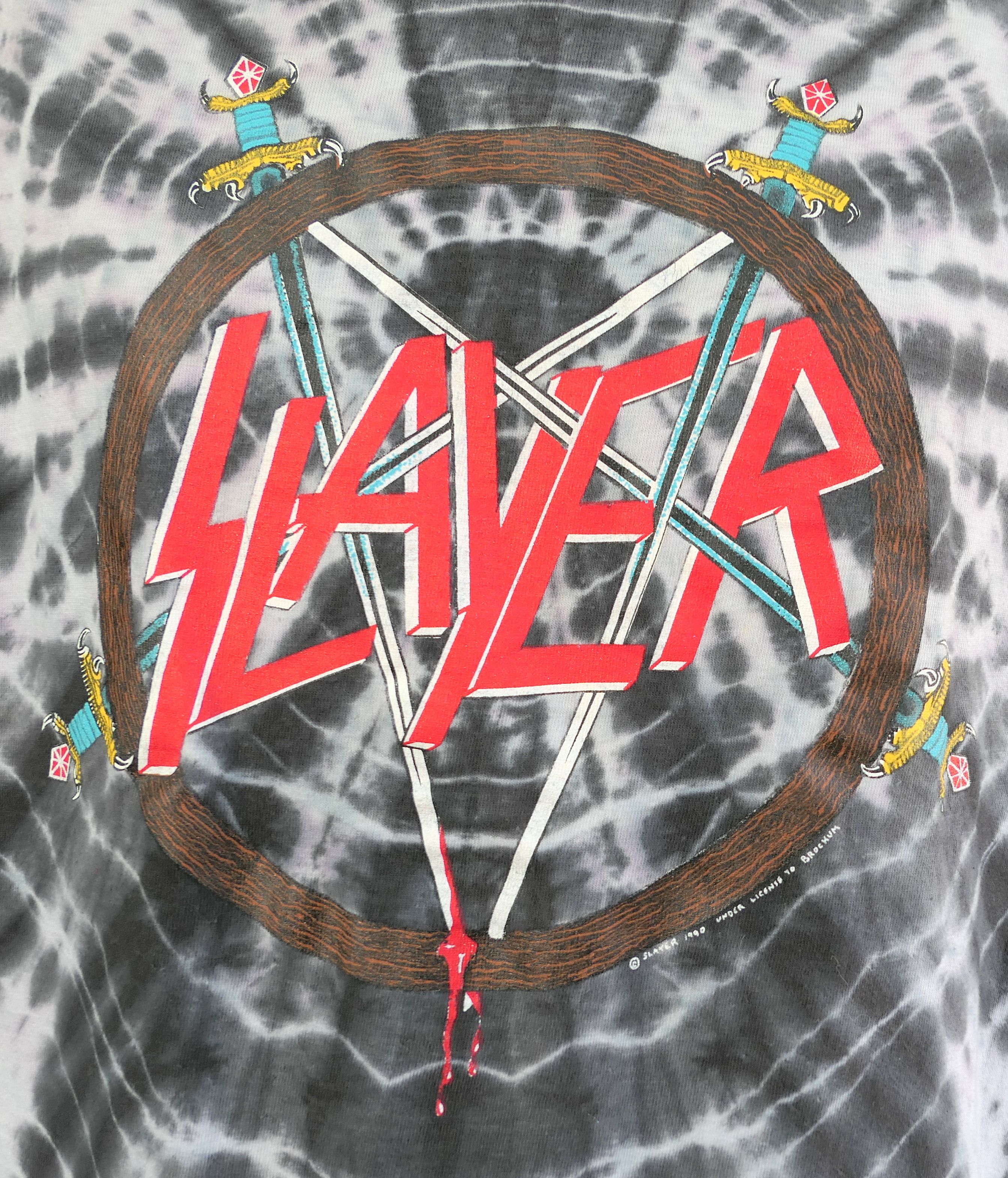 Vintage 90's Vintage 1990 SLAYER Tie Dye T Shirt XL Size US XL / EU 56 / 4 - 2 Thumbnail