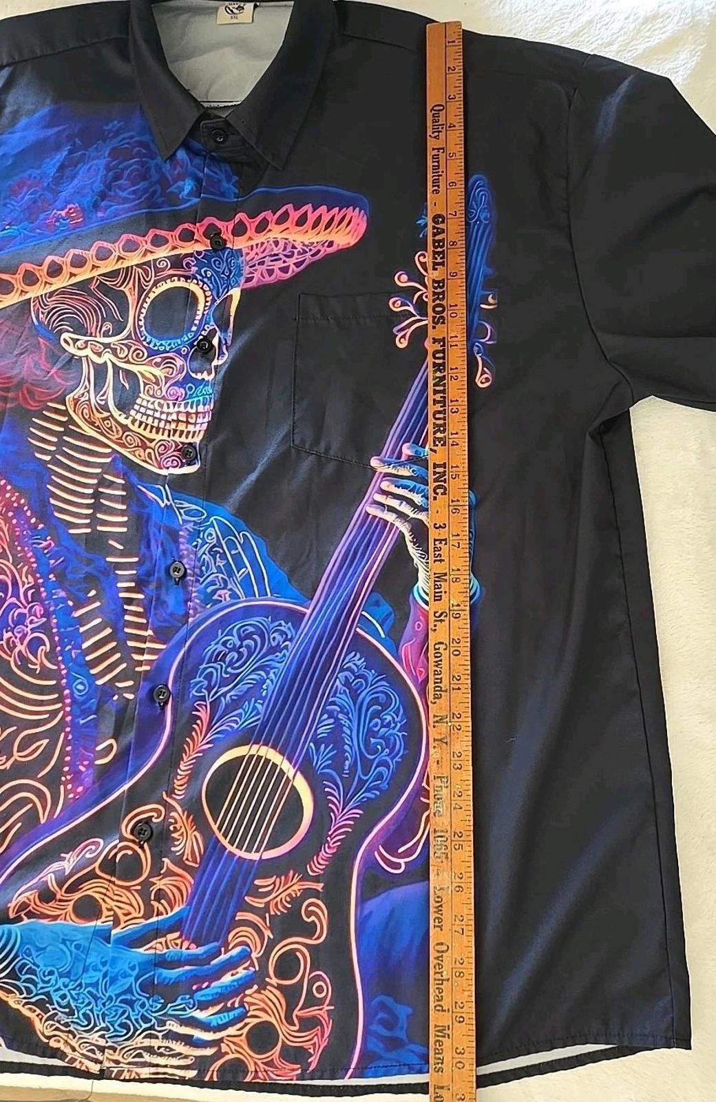 Other HARDADDY Mens XXL Day of the Dead / Hawaiian Button-up Shirt Size US XXL / EU 58 / 5 - 7 Thumbnail