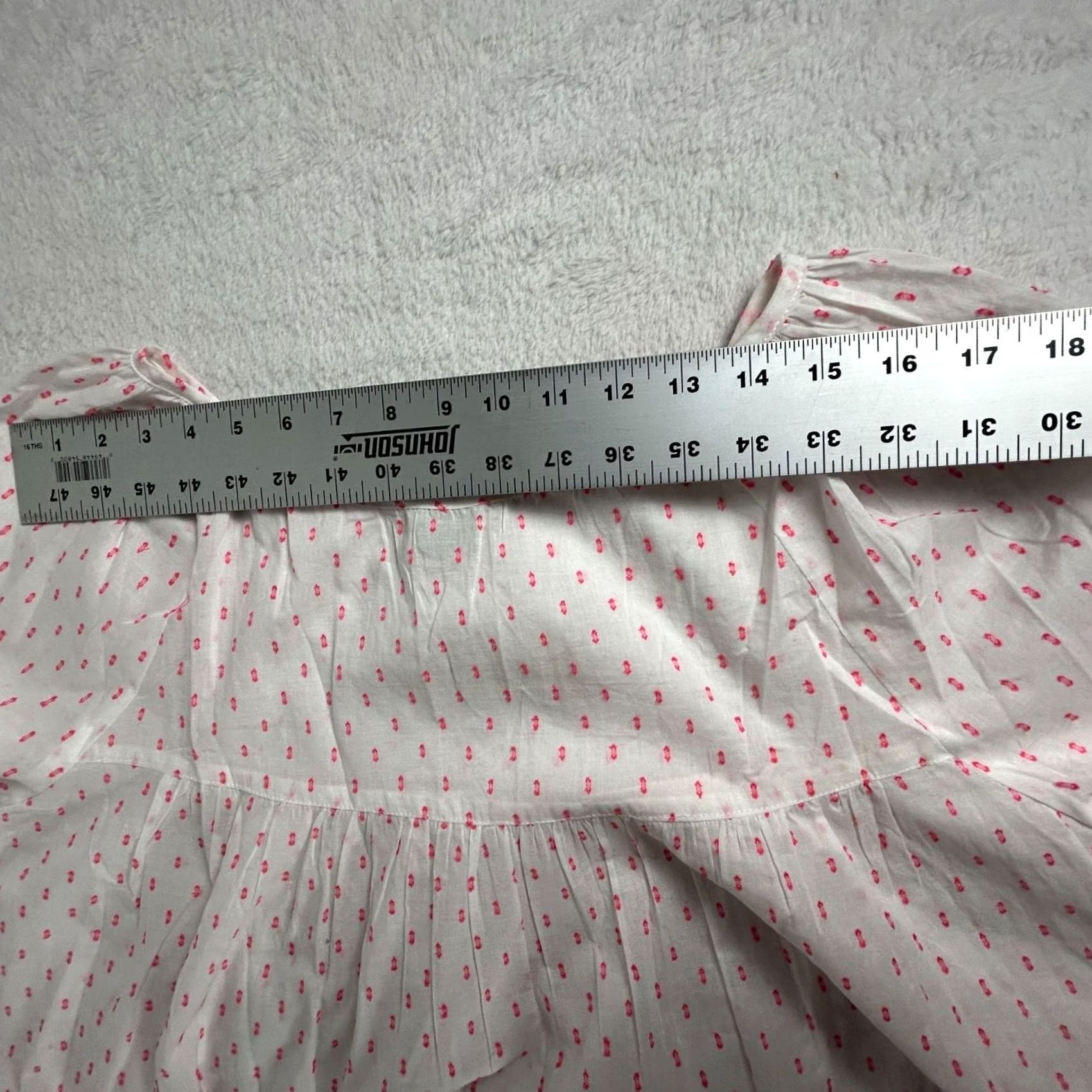 Paige Charlie Paige Womens Pink Polka Dot Ruffle Sleeve Blouse Top XL 100% Cotton New Size XL / US 12-14 / IT 48-50 - 6 Thumbnail