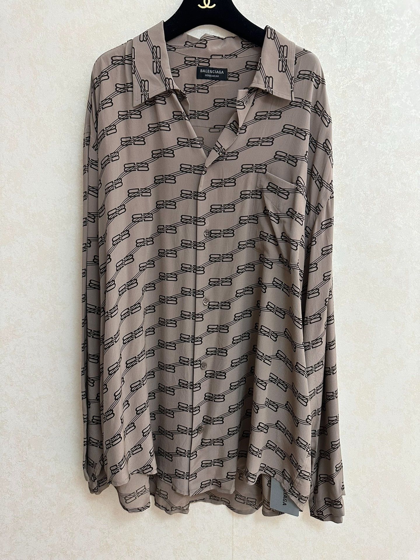 Balenciaga Balenciaga Double B Logo Silk Brown Shirt Size S / US 4 / IT 40 - 1 Thumbnail