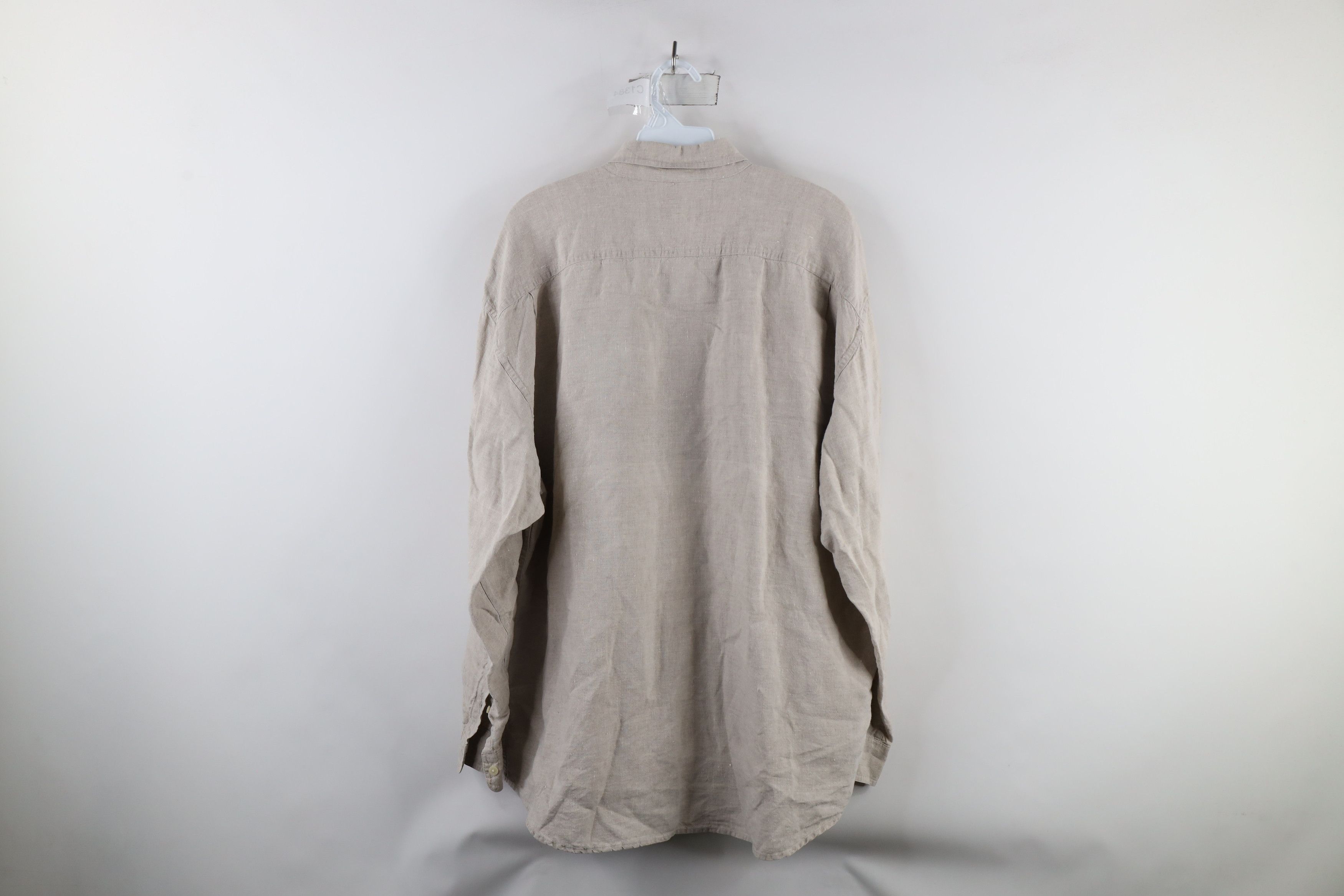 Vintage Vintage 90s Streetwear Fit Linen Collared Button Shirt Beige Size US XL / EU 56 / 4 - 9 Thumbnail