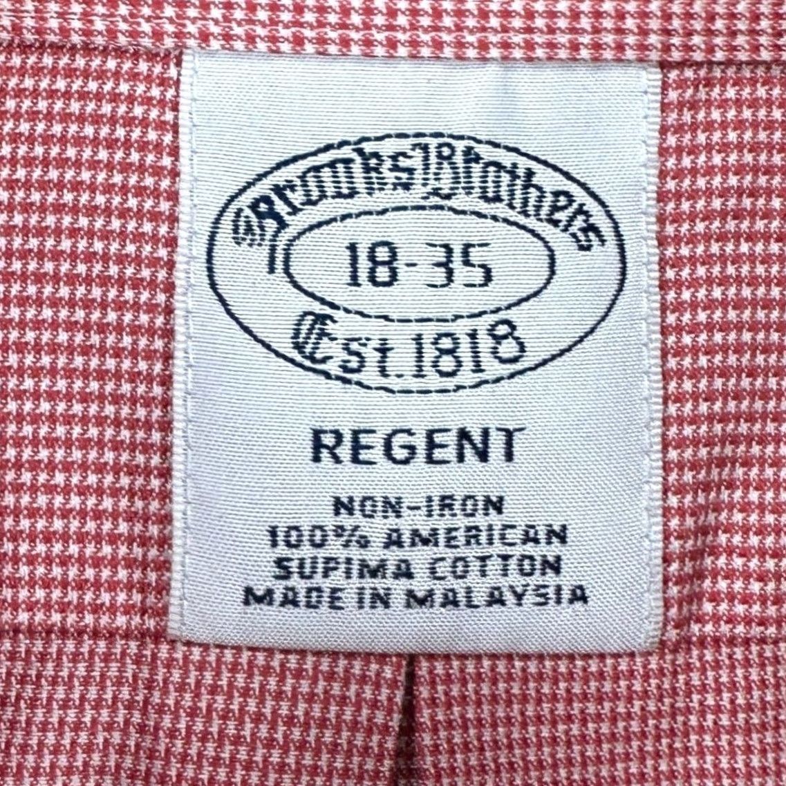 Brooks Brothers Brooks Brothers Regent Mens Dress Shirt 18-35 Red White Houndstooth Button Up Shirt Size 48R - 5 Thumbnail
