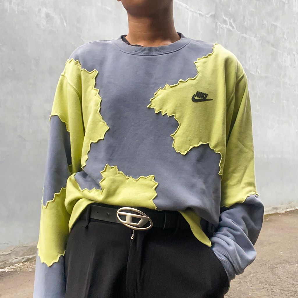 Nike × Streetwear Reworked Vintage Nike Patchwork Crewneck Soft Green ...