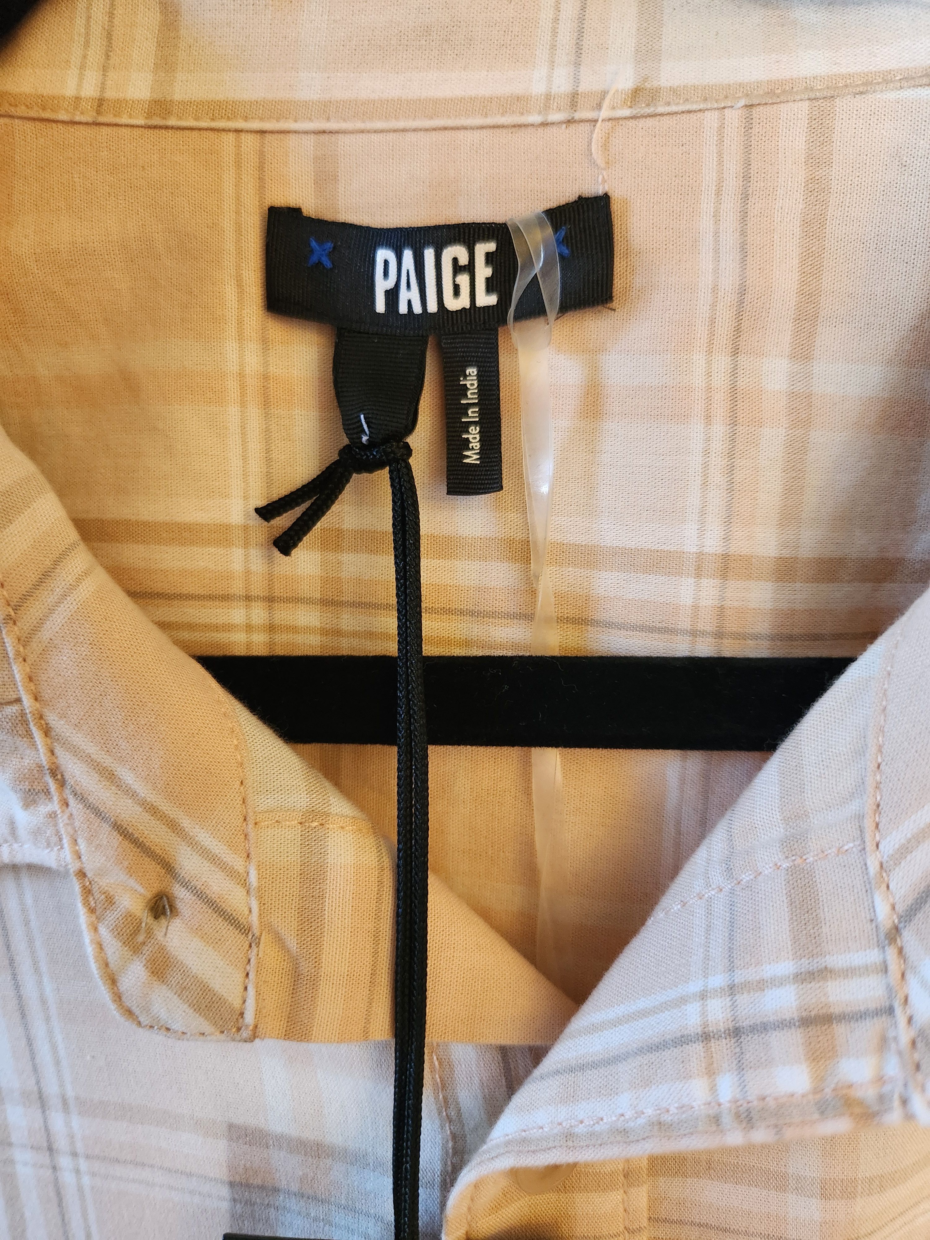 Paige Everett Men's Cotton Blend Peach Colored Plaid Shirt Size US L / EU 52-54 / 3 - 3 Thumbnail