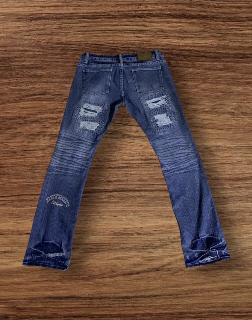 If Six Was Nine × Japanese Brand × Le Grande Bleu (L.G.B.) Japanese Brand RHYME Distressed Denim Pant Size US 33 - 2 Thumbnail