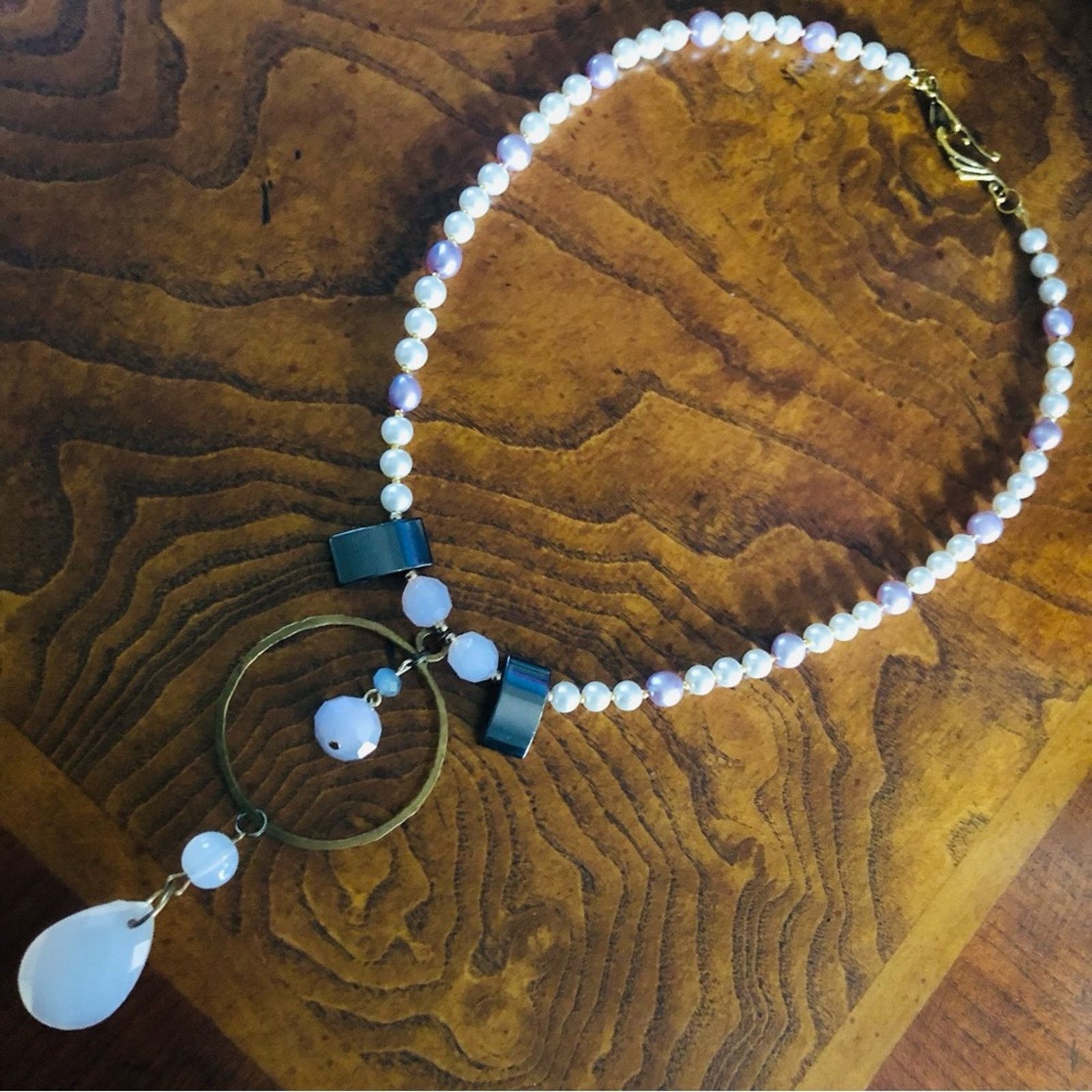 Handmade Handcrafted repurpose lilac freshwater Pearl necklace Size ONE SIZE - 8 Thumbnail