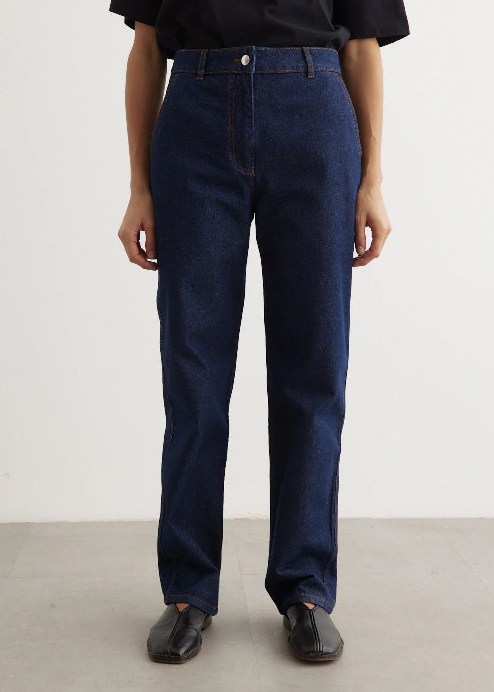 Maison Kitsune o1s22i1n1124 Embroidery Straight Jeans in Blue Size 26" / US 2 / IT 38 - 1 Thumbnail