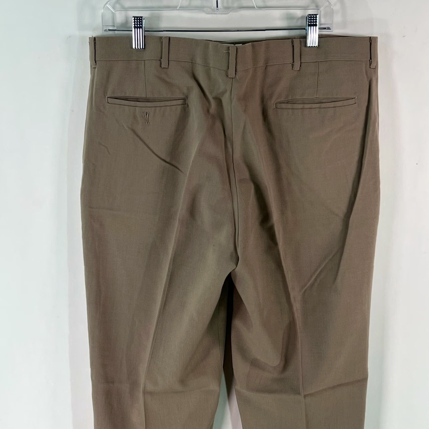 Vintage Vintage Adolfo Mens Dress Pants Solid Tan Size 36X32 Mid Rise Straight Leg Business Casual Size US 36 / EU 52 - 5 Thumbnail