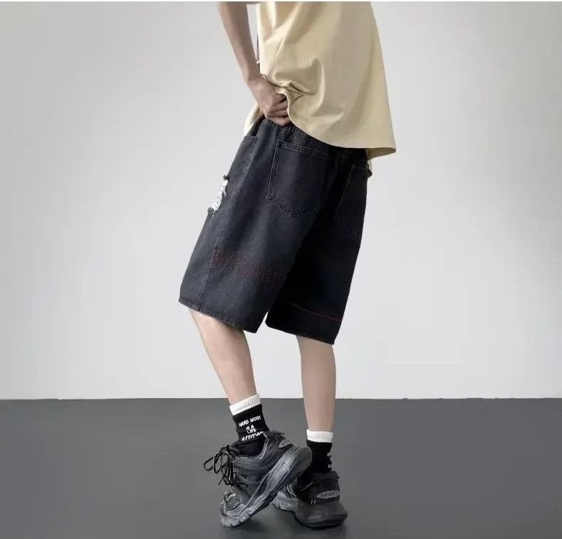 Denime × Japanese Brand Streetwear Shorts Casual Loose-fit Straight-leg Ripped Denim Size US 33 - 7 Thumbnail