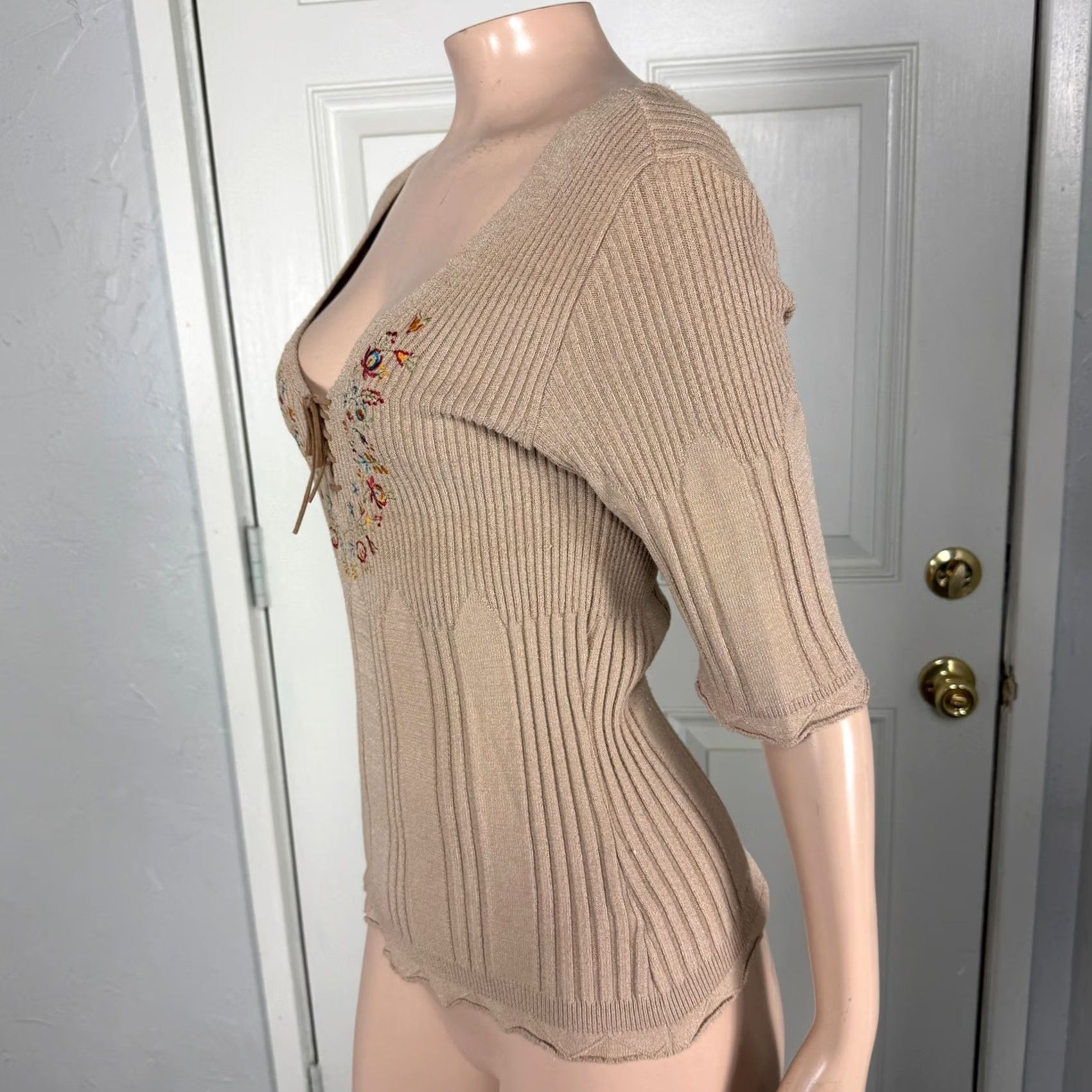 Vintage Vintage WOW Couture Shirt Large Knit Leather Lace Western Embroidered Y2K Beach Women Casual Size L / US 10 / IT 46 - 3 Thumbnail