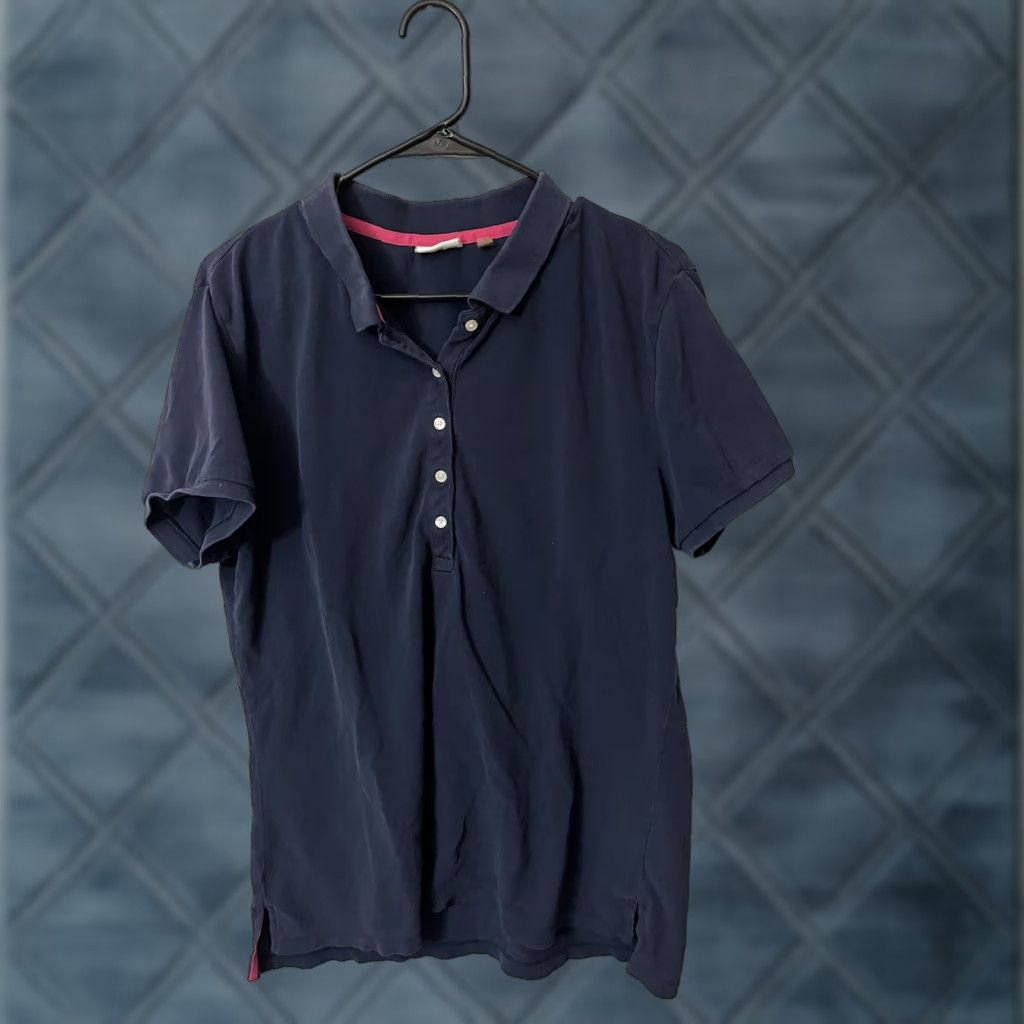 DKNY DKNYC Women's Cotton Polo Shirt Size Large Navy Blue Tunic Size L / US 10 / IT 46 - 1 Thumbnail