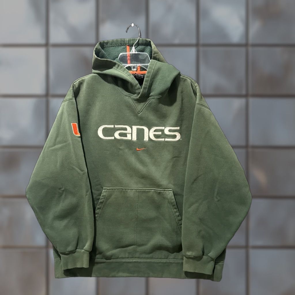 Nike VINTAGE Miami Hurricanes Nike Center Swoosh Faded Green Hoodie Men's Size L Green Pullover Mens L Size US L / EU 52-54 / 3 - 1 Thumbnail