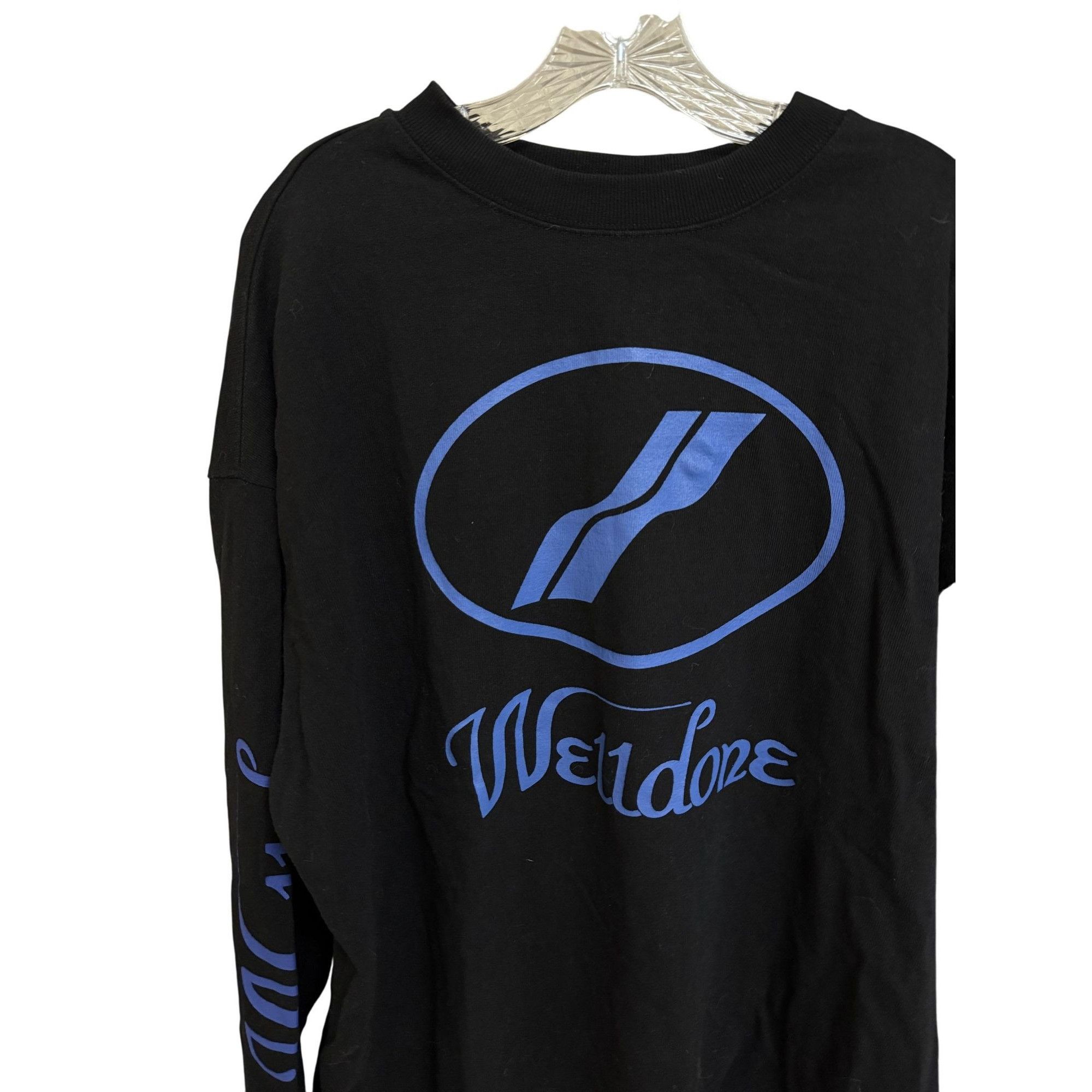 WE11DONE We11Done Black Long Sleeve Graphic Tee With Blue Logo Size US S / EU 44-46 / 1 - 3 Thumbnail
