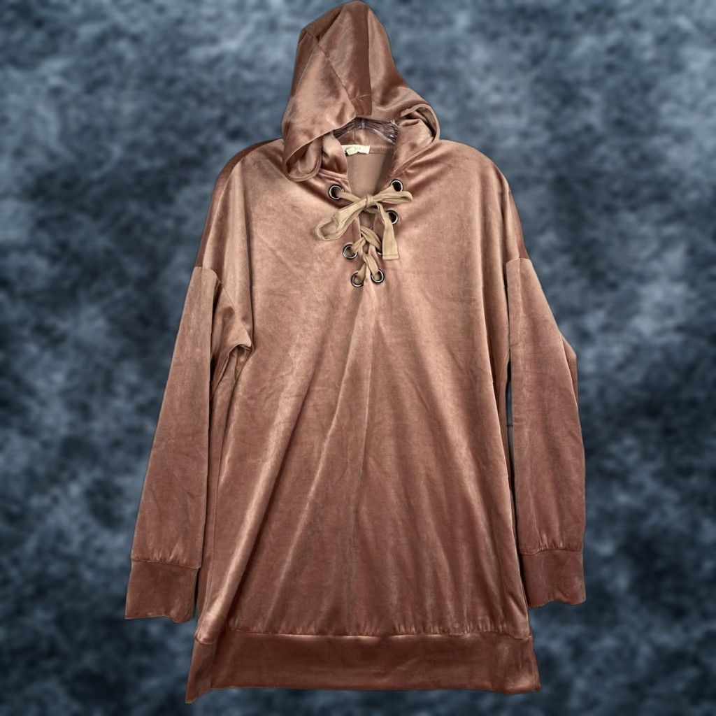 Velvet Illa Illa Knit Pullover Sweater Hoodie Womens L Pink Velvet Tunic Lace Up Top Size L / US 10 / IT 46 - 1 Thumbnail