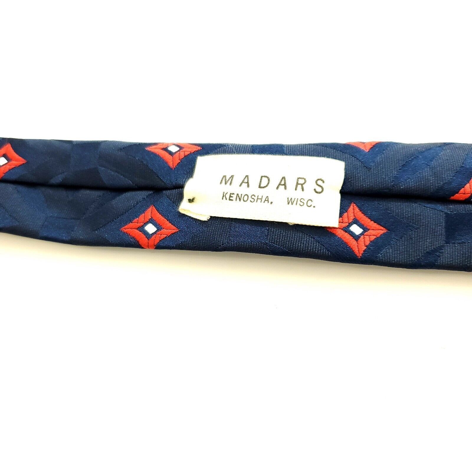 Vintage Don Loper Polyester Blue Red Geometric Woven Short Wide Tie Size ONE SIZE - 4 Thumbnail