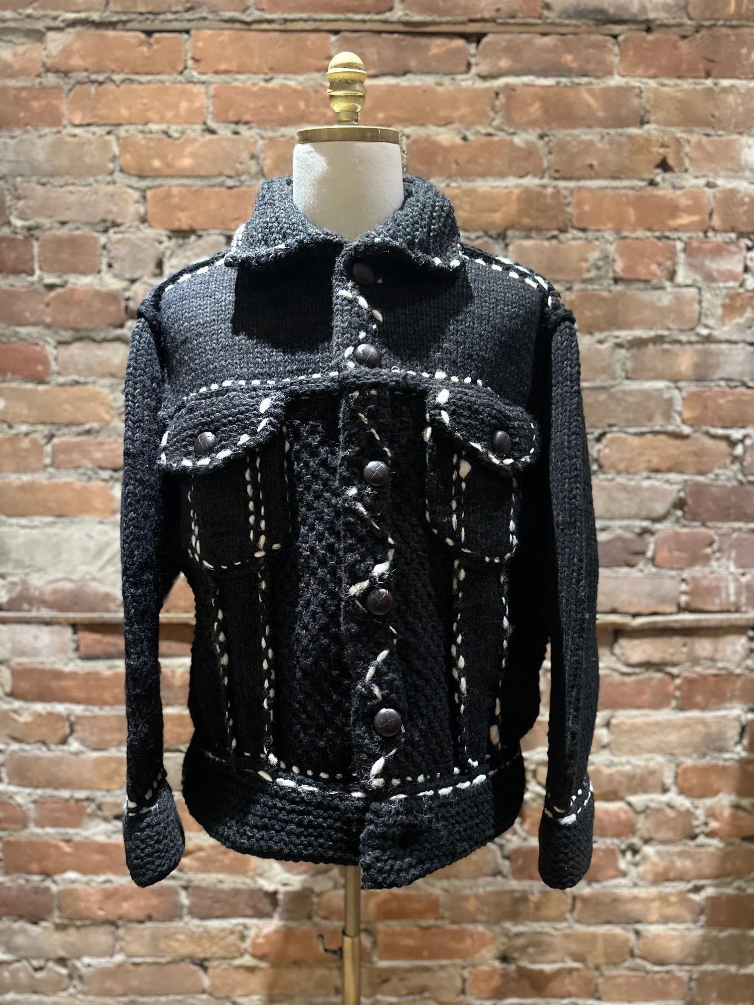 Kapital Kapital Wool Hand Knit Cowichan G Jacket Black Size US L / EU 52-54 / 3 - 2 Thumbnail