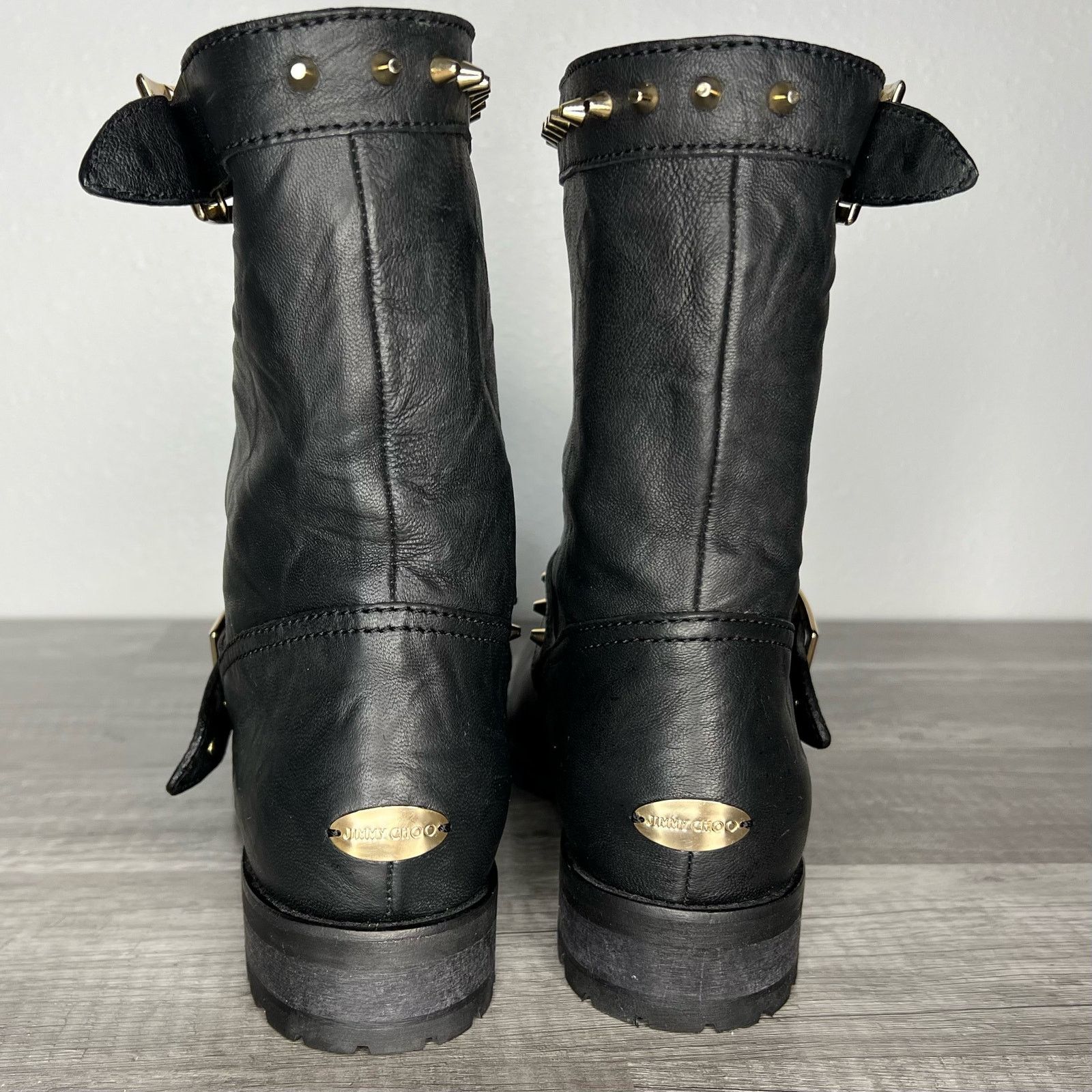 Jimmy Choo Jimmy Choo Dash Black Leather Biker Moto Boots 37 US 7 Size US 7 / IT 37 - 7 Thumbnail