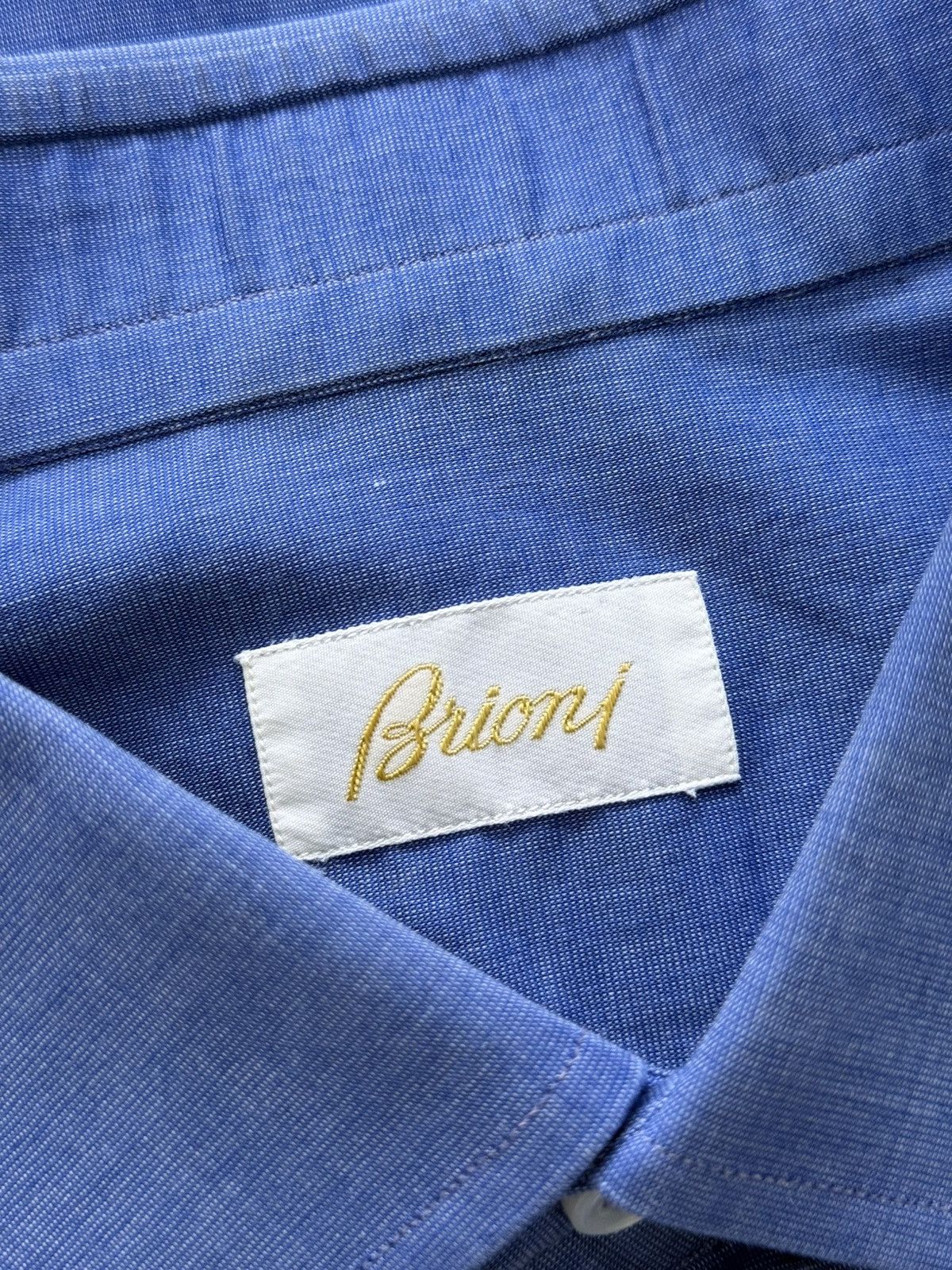 Brioni Brioni Blue Cotton Button Up Shirt Size US XL / EU 56 / 4 - 6 Thumbnail