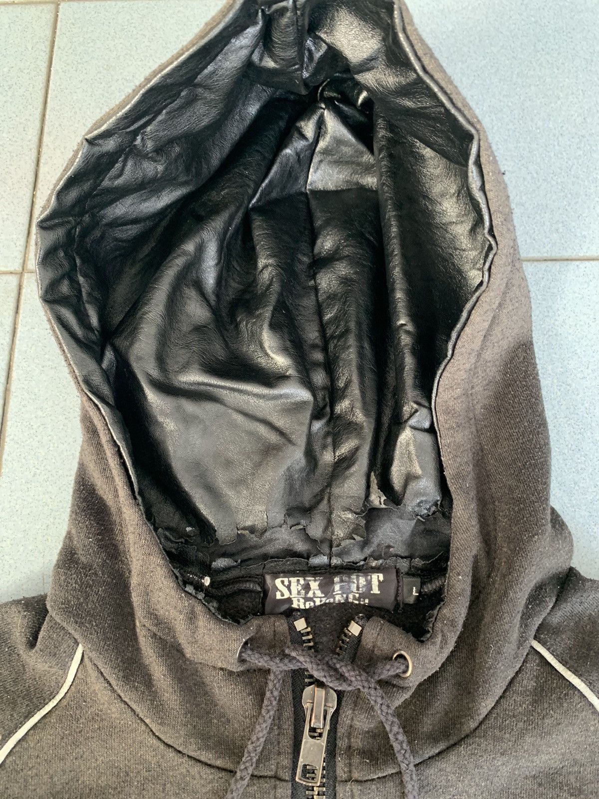 If Six Was Nine Sex Pot Revenge Punk Leather Hooded Patches Zipper Jacket Size US L / EU 52-54 / 3 - 6 Thumbnail