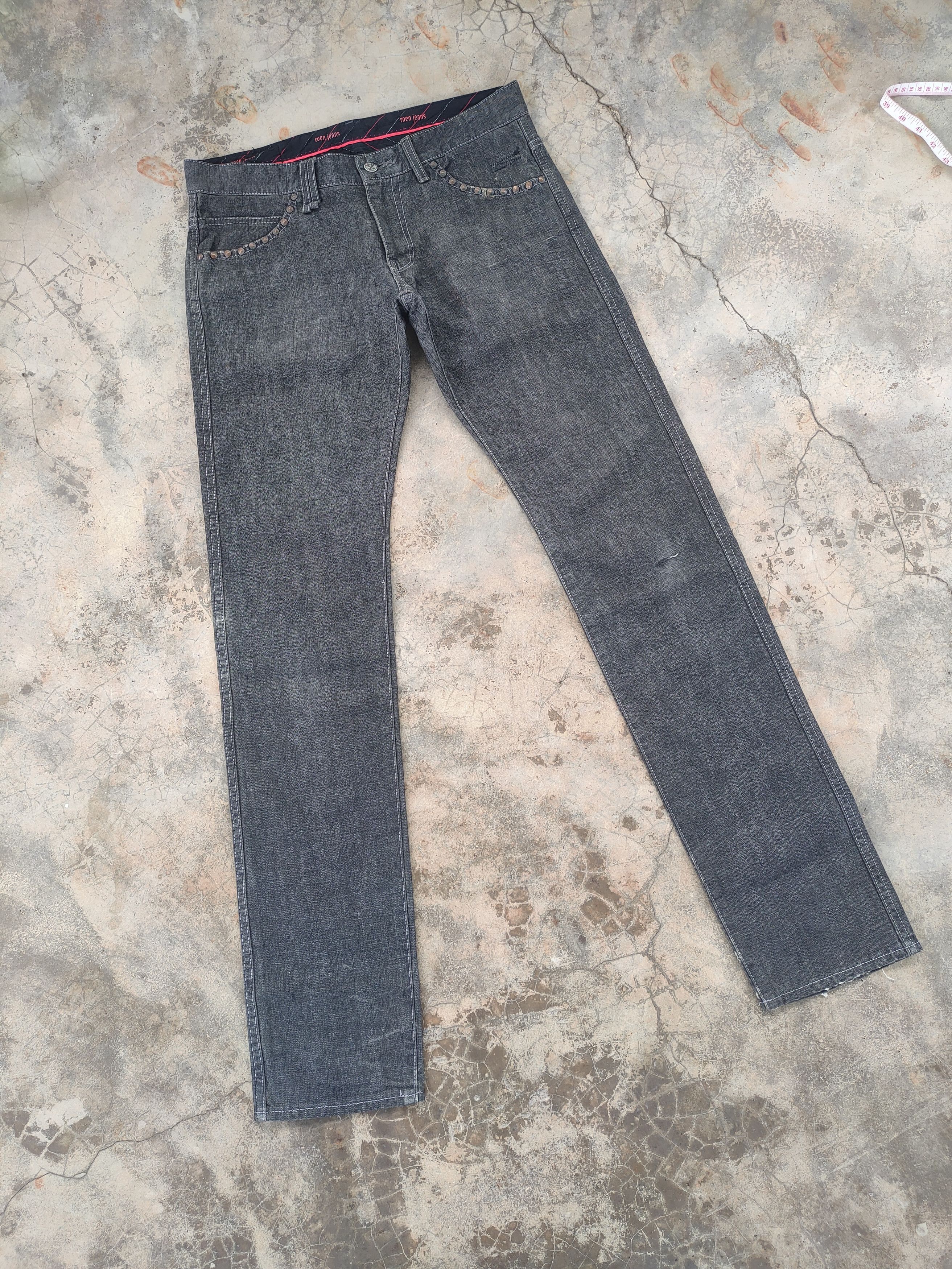 Roen W32 VINTAGE ROEN SKINNY FADED BLACK DISTRESSED JEAN PANTS Size US 32 / EU 48 - 2 Thumbnail