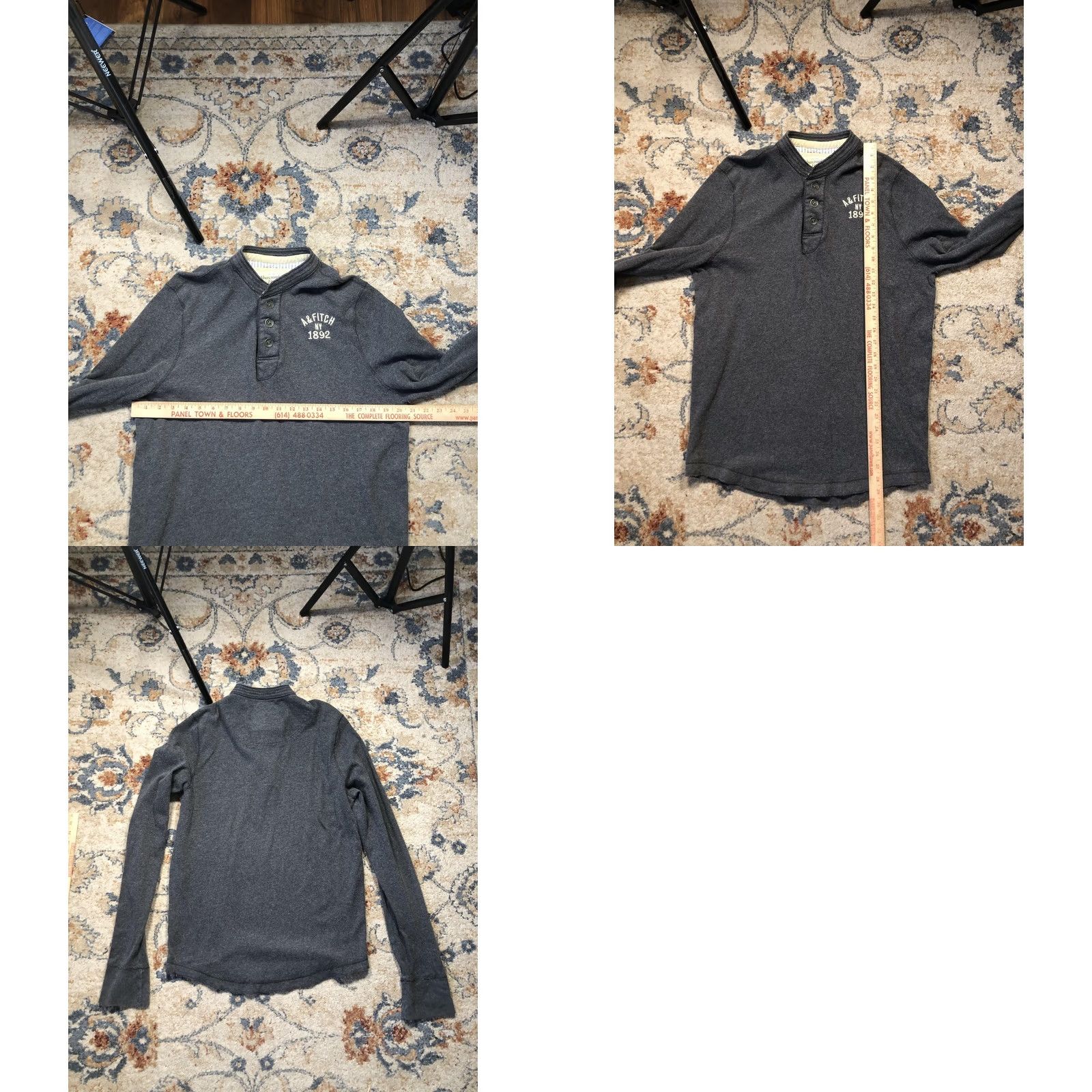Abercrombie & Fitch Abercrombie & Fitch Shirt Mens 2XL Gray Henley Long Sleeve A&Fitch 1892 Logo Size US XXL / EU 58 / 5 - 8 Thumbnail