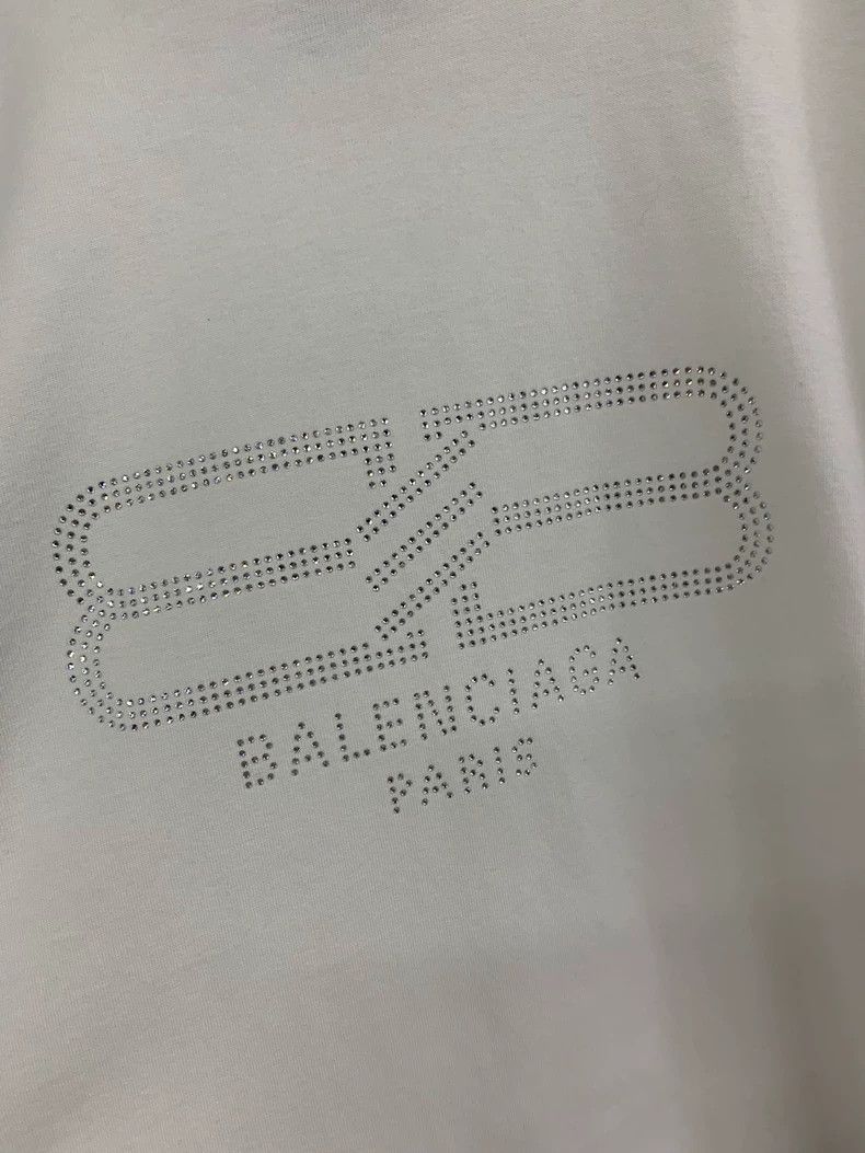 Balenciaga Balenciaga White Rhinestone Letter Logo Short Sleeve T-Shi Size US L / EU 52-54 / 3 - 3 Thumbnail