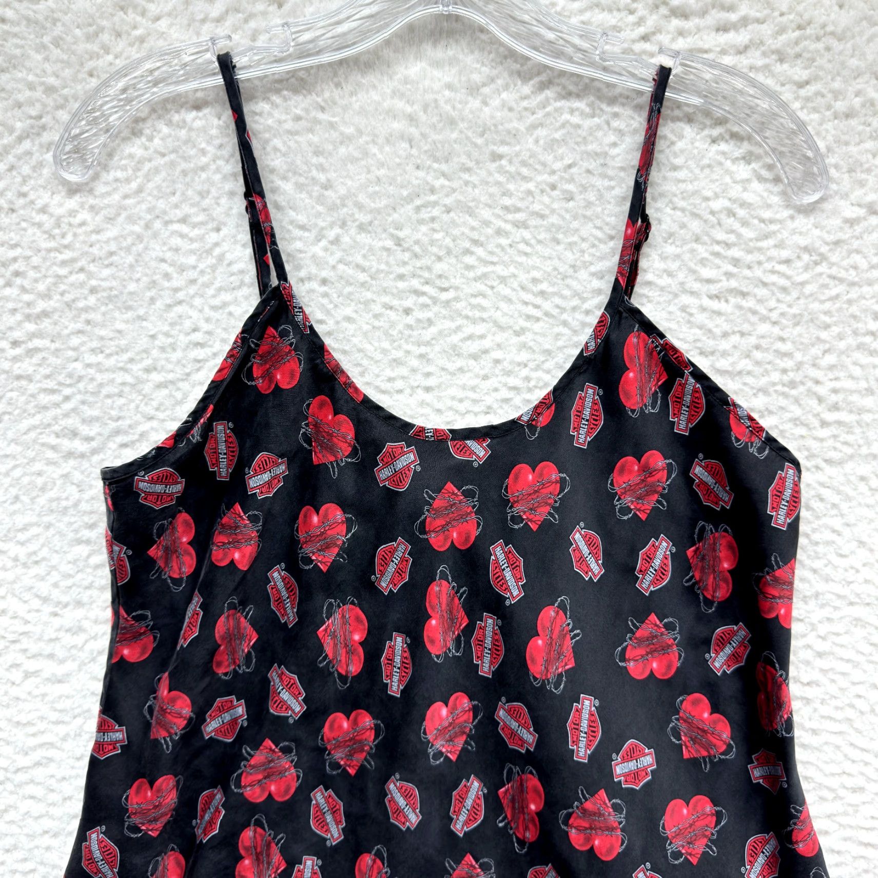 Harley Davidson VINTAGE Harley-Davidson Camisole Tank Top Shirt L Black Silk Heart Tattoo Moto Womens Size L / US 10 / IT 46 - 3 Thumbnail