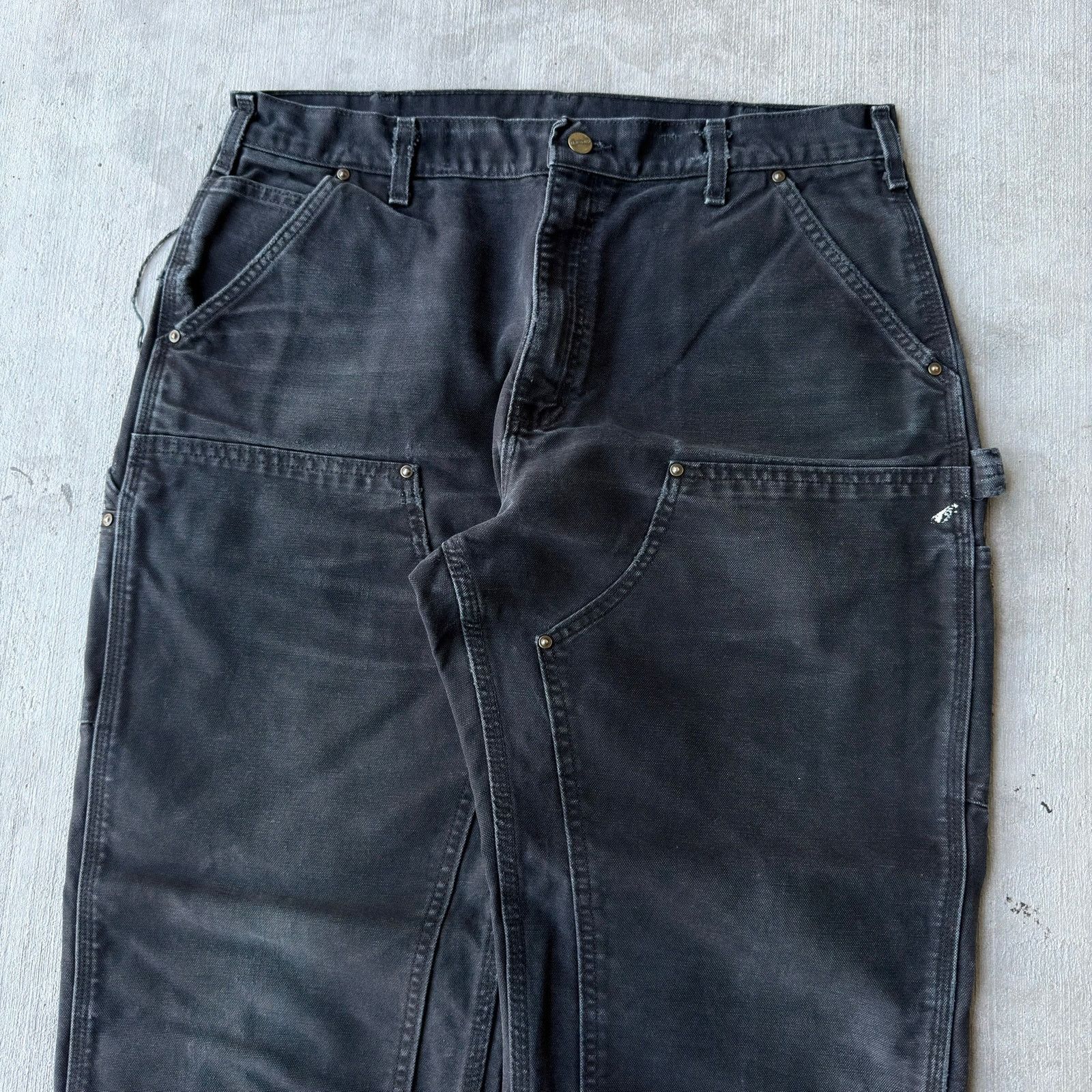 Carhartt × Vintage Carhartt faded black double knee work wear carpenter pants Size US 35 - 2 Thumbnail