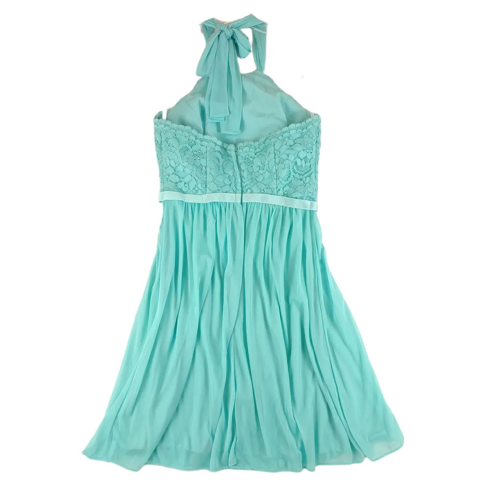 Other David's Bridal Aqua Short Lace Mesh Dress Halter Neckline Size M / US 6-8 / IT 42-44 - 4 Thumbnail