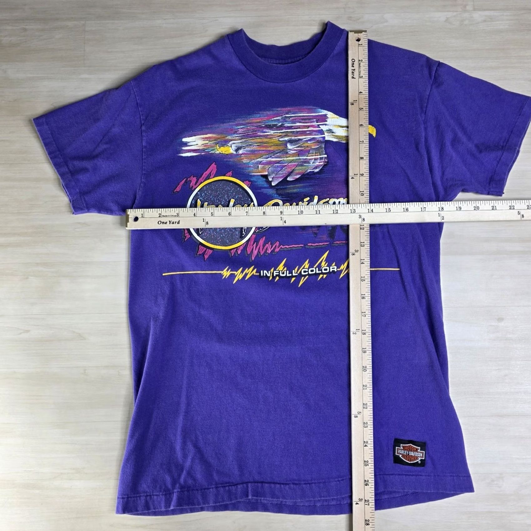 Hanes Harley Davidson In Full Color Single Stitch Shirt Purple Medium Mens T-Shirt Colorful Stitch Hanes Size US M / EU 48-50 / 2 - 6 Thumbnail