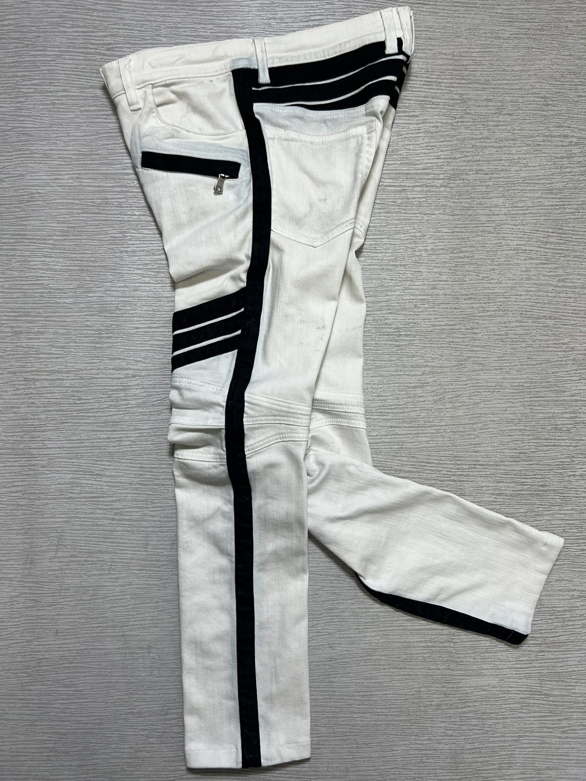 Balmain Balmain - S/S 15’ - White/Black Biker Jeans Size US 29 - 3 Thumbnail