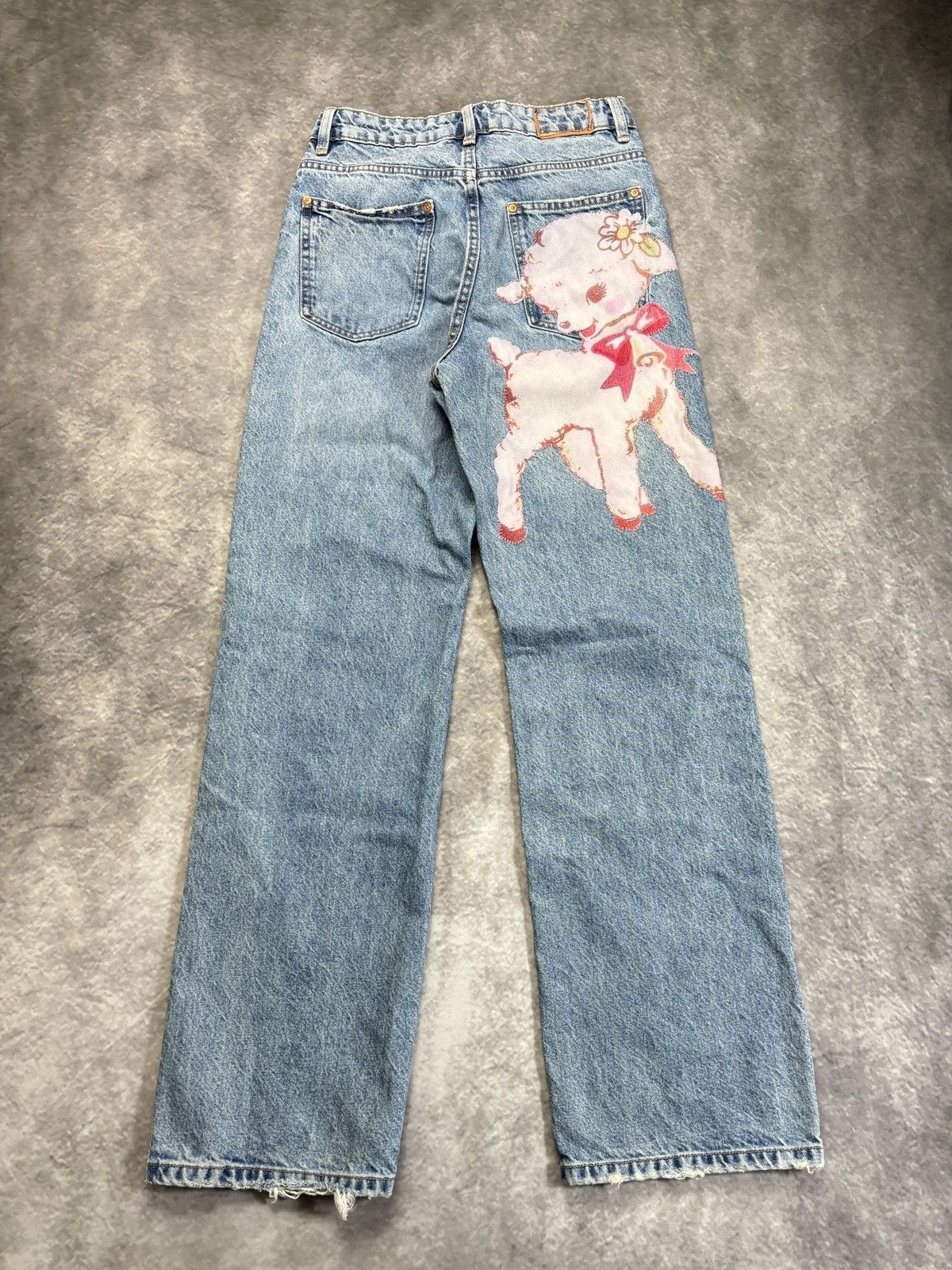 Jean × Vintage Custom Patchwork Denim Jeans Vintage Lamb Cute Y2K Patch 30 Size 26" / US 2 / IT 38 - 3 Thumbnail