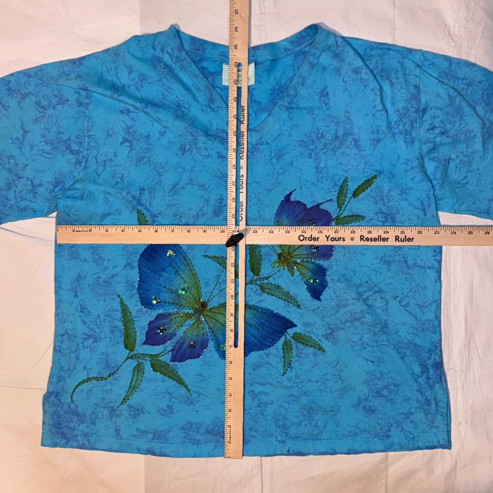 Vintage VINTAGE Coconut reef T-Shirt Beach Logo Blue Tie-dye XL Cotton Short Sleeve V-Neck Womens Regular Blue Size XL / US 12-14 / IT 48-50 - 4 Thumbnail