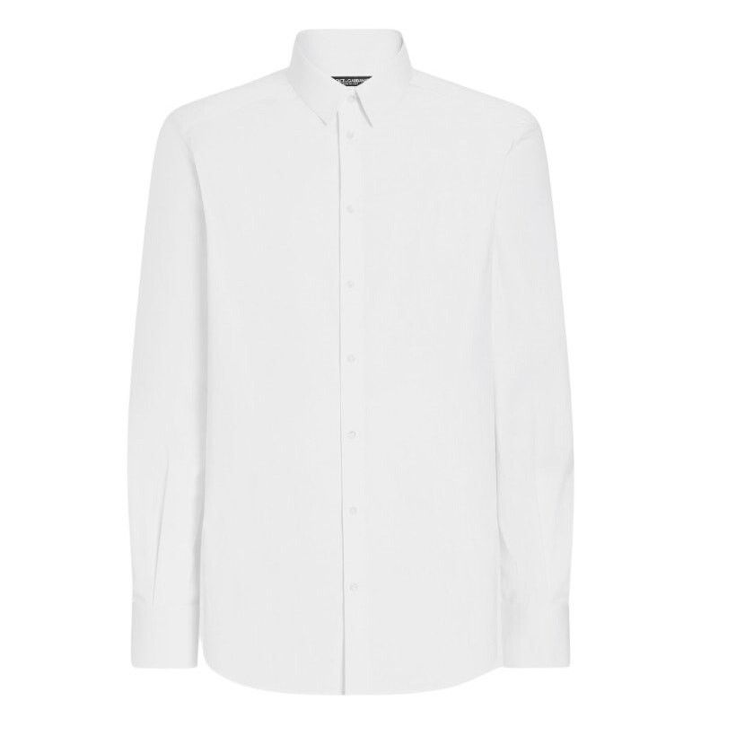 Dolce & Gabbana White Stretch Poplin Gold-Fit Slim Fit Dress Shirt size 15.5 Size US M / EU 48-50 / 2 - 1 Thumbnail