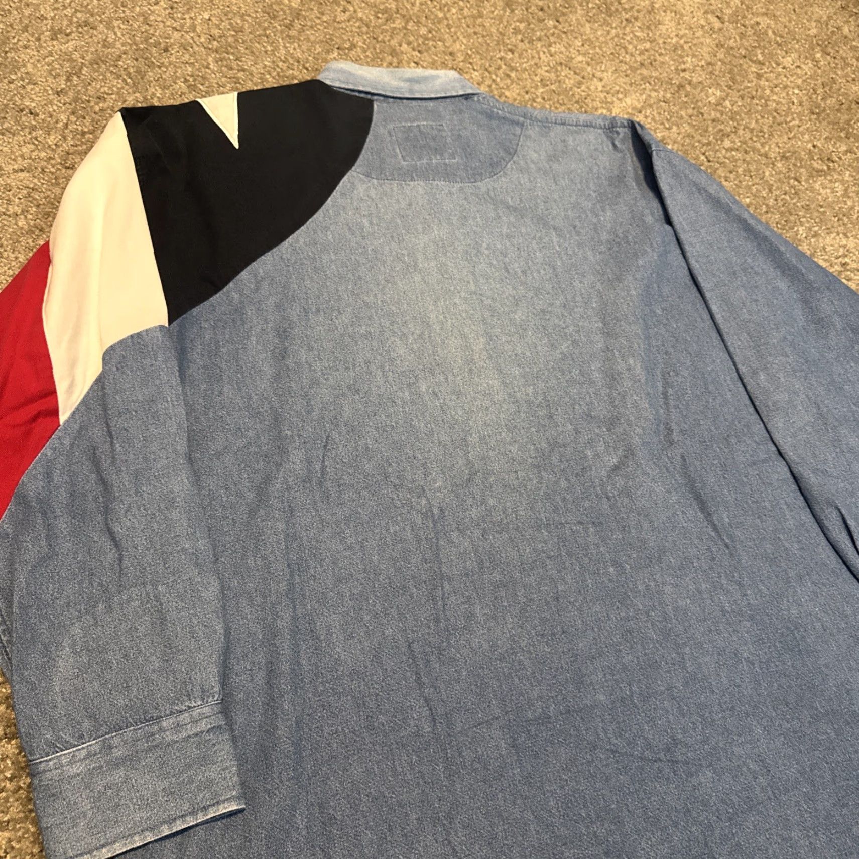 Vintage VINTAGE Rock Point Denim Button-Up Shirt L Men Blue Flag 2006 Texas Authentics Dry Goods Long Sleeve Size US L / EU 52-54 / 3 - 6 Thumbnail