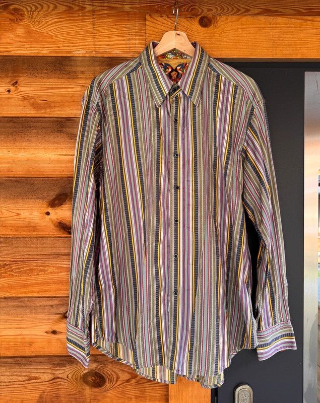 Robert Graham Colorful Men’s Striped Shirt Cotton and Silk Robert Graham Size US L / EU 52-54 / 3 - 3 Thumbnail