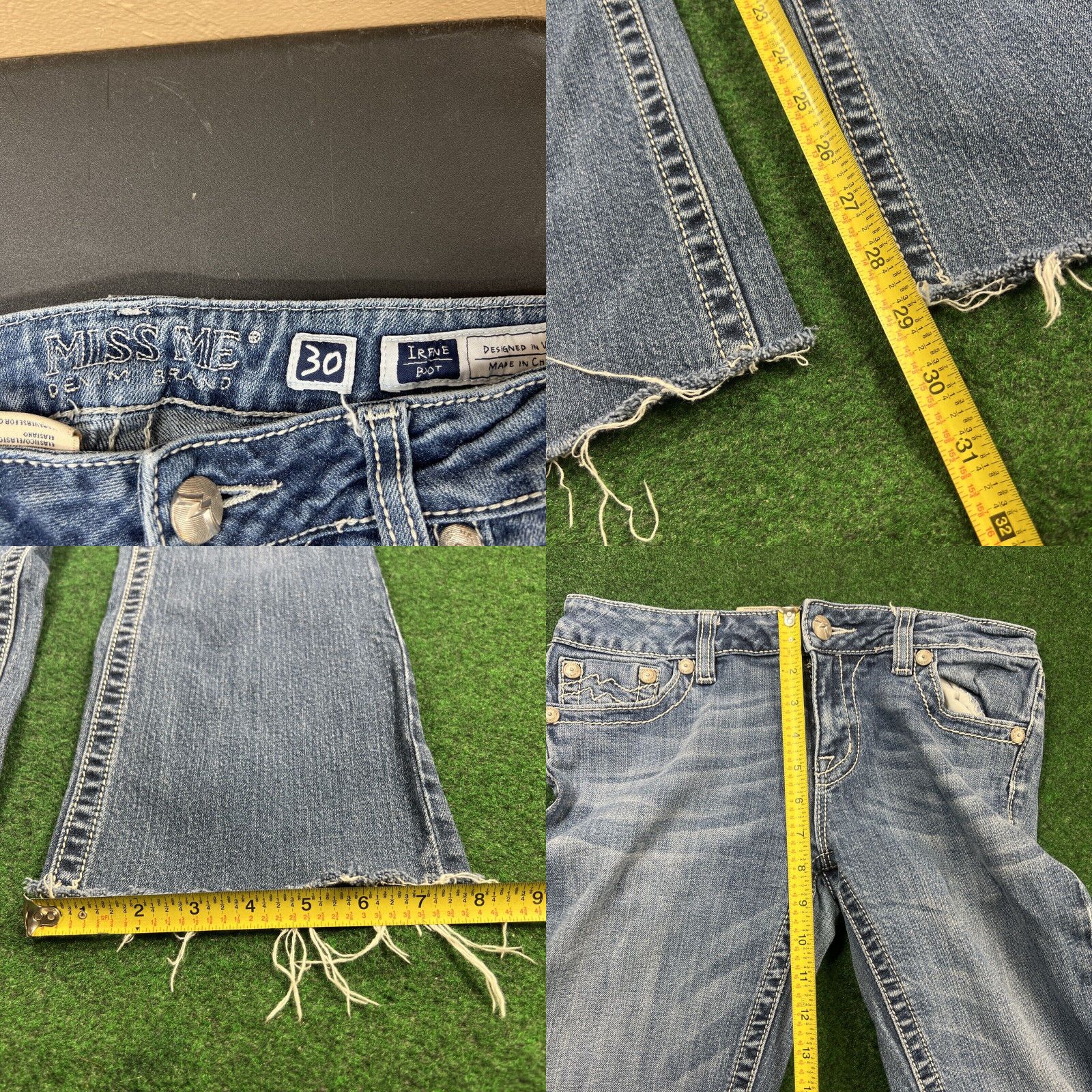 Miss Me Miss Me Women Blue Jeans Sz 30 29x29 Irene Boot Cut Medium Wash Flap Pockets Size 30" / US 8 / IT 44 - 8 Thumbnail