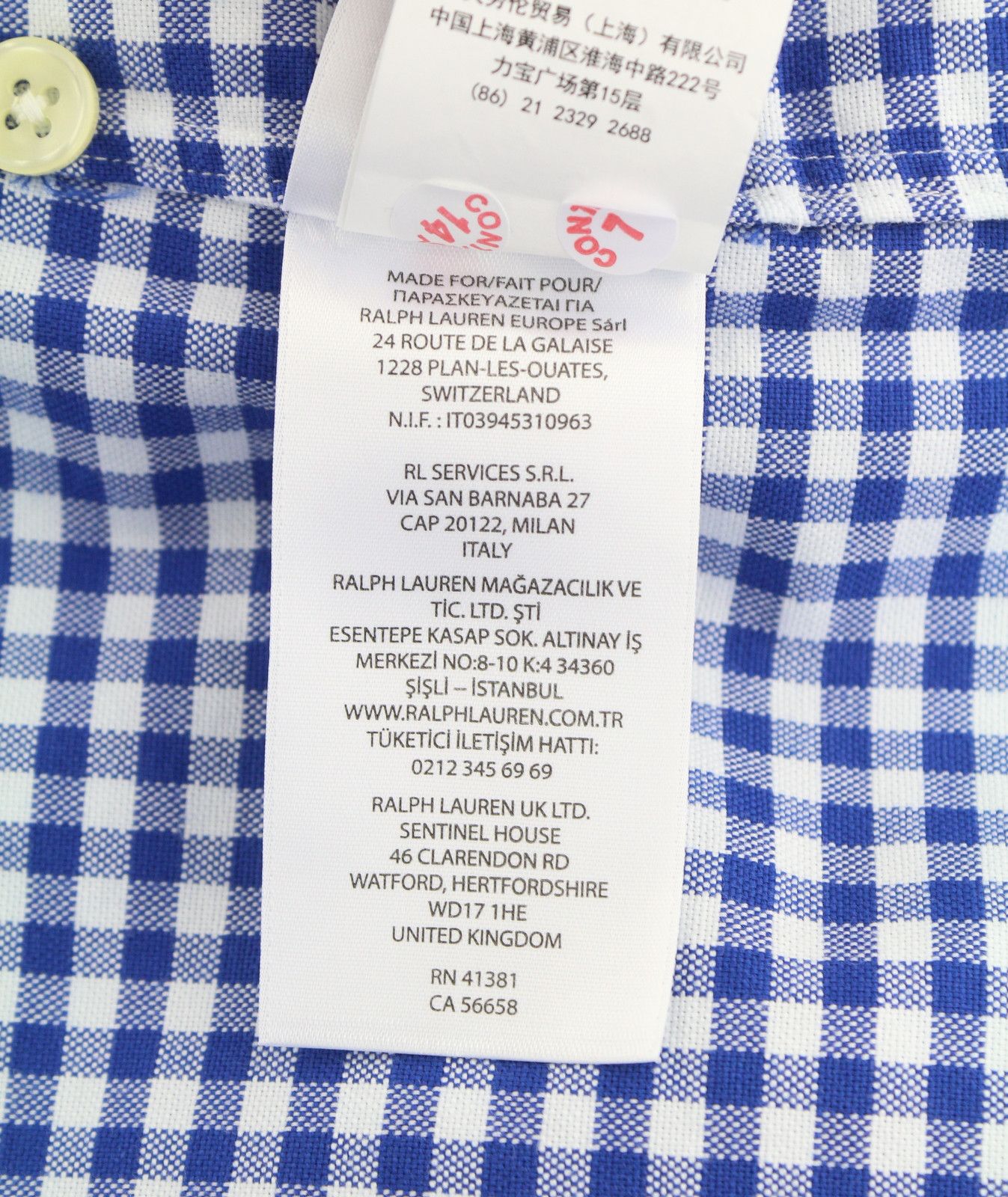 Ralph Lauren CORE REPLEN XL Blue Check Button-Down Neck Casual 87007 Size US XL / EU 56 / 4 - 11 Thumbnail