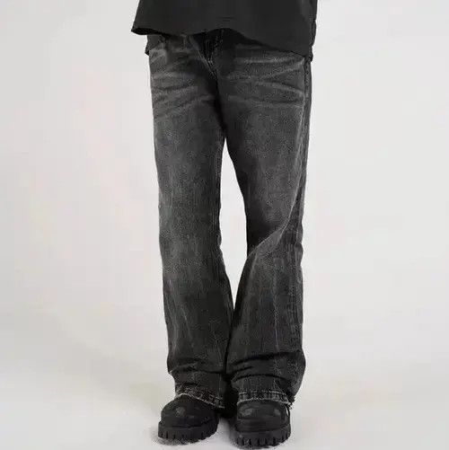 Jean Street wash casual baggy micro flare jeans Size US 33 - 2 Thumbnail